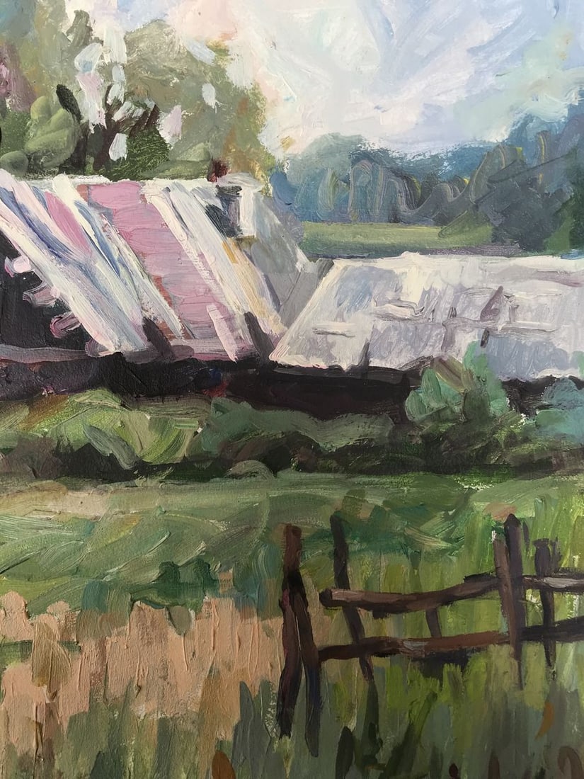 Oil painting Village landscape Unknown artist - 9