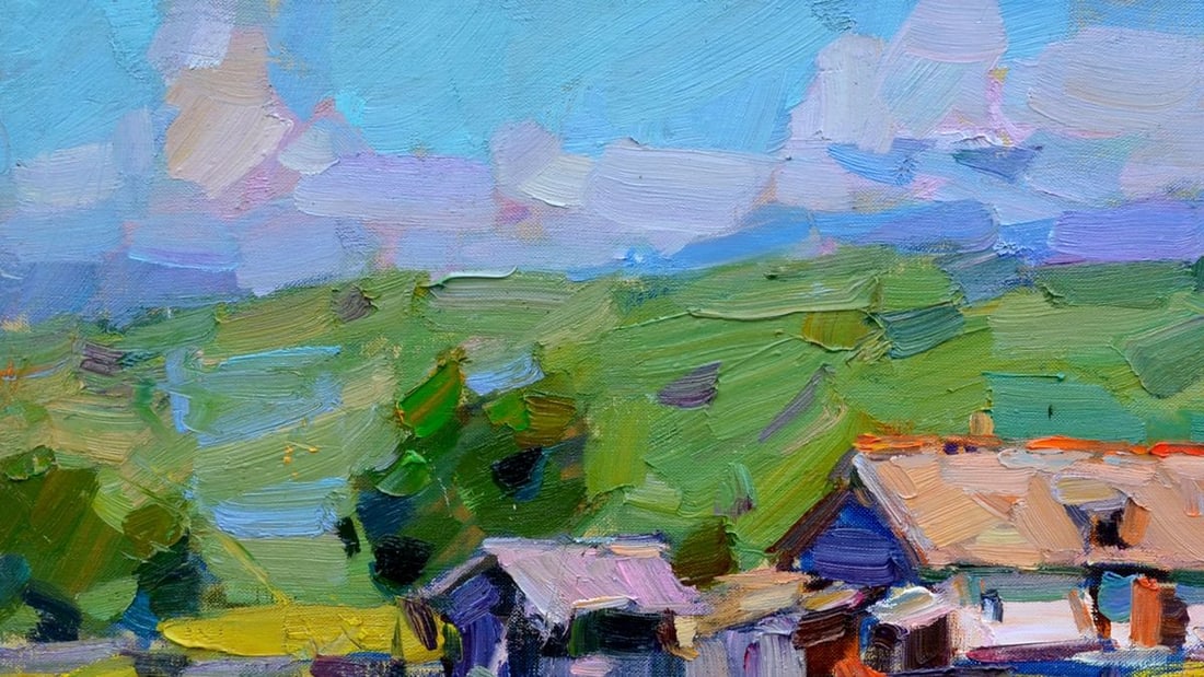 Oli painting Edge of the village Tepeta Miacheslav - 2
