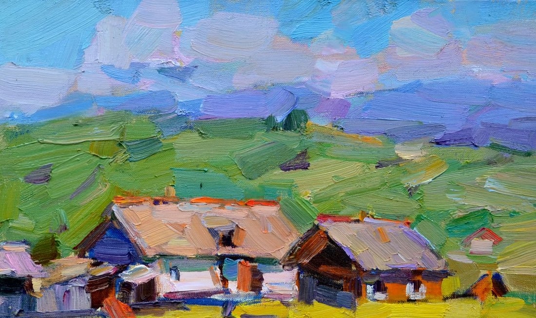 Oli painting Edge of the village Tepeta Miacheslav - 3