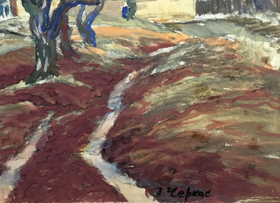 Gouache painting Near the village Cherkas A.G. - 2
