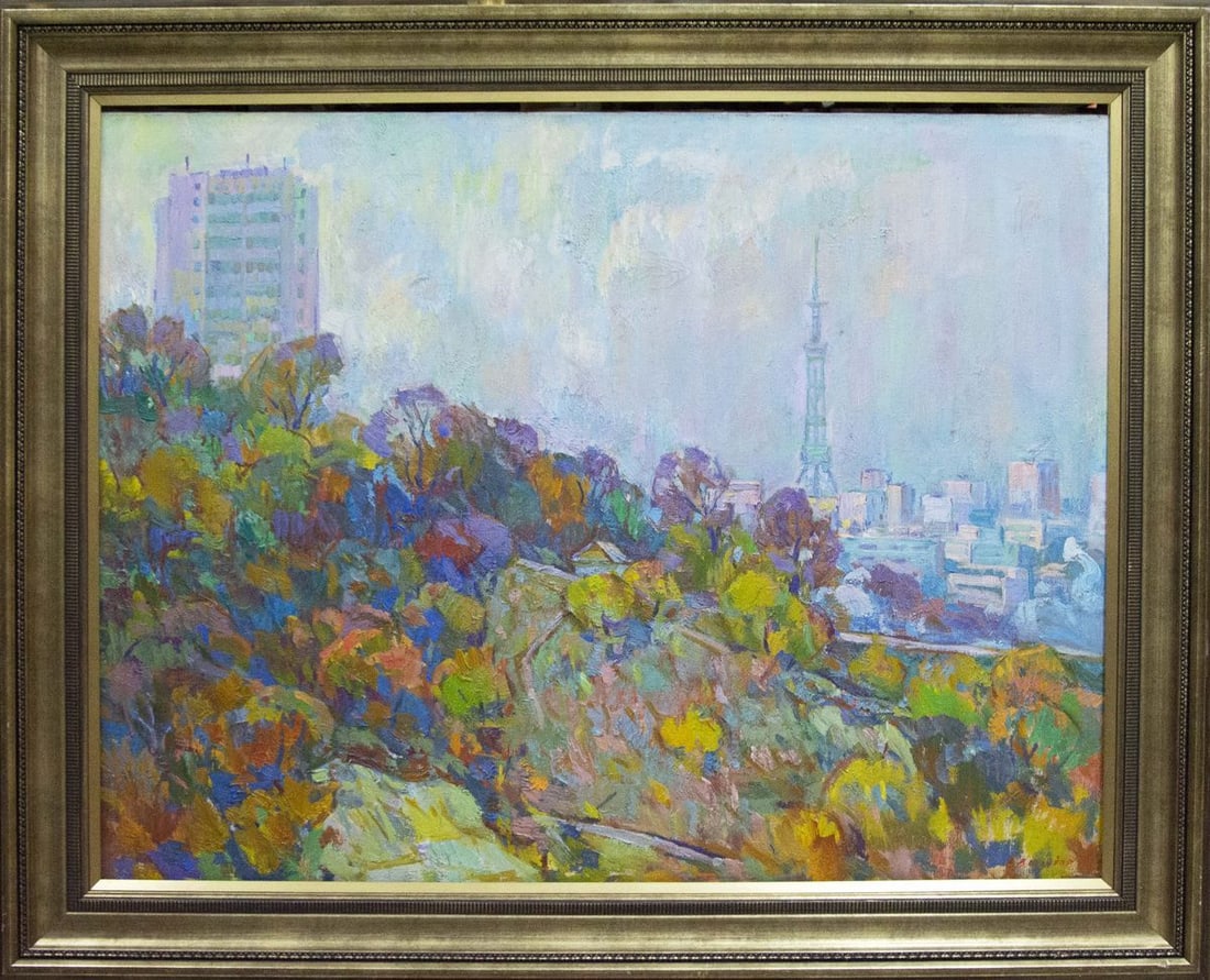 Oil painting City view Chegodar Vasily Dmitrievich: Title: Oil painting City view Chegodar Vasily Dmitrievich Description: NoVernd 168 *** ABOUT THIS PAINTING *** * TITLE: "City view" * ARTISTS: Chegodar Vasily Dmitrievich * SIZE: 70x92.5 cm/'27.55x36.
