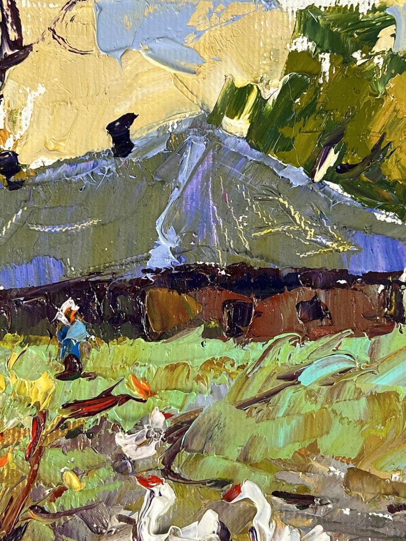 Oil painting Geese are walking around the village Oleksiy Ivanyuk - 4