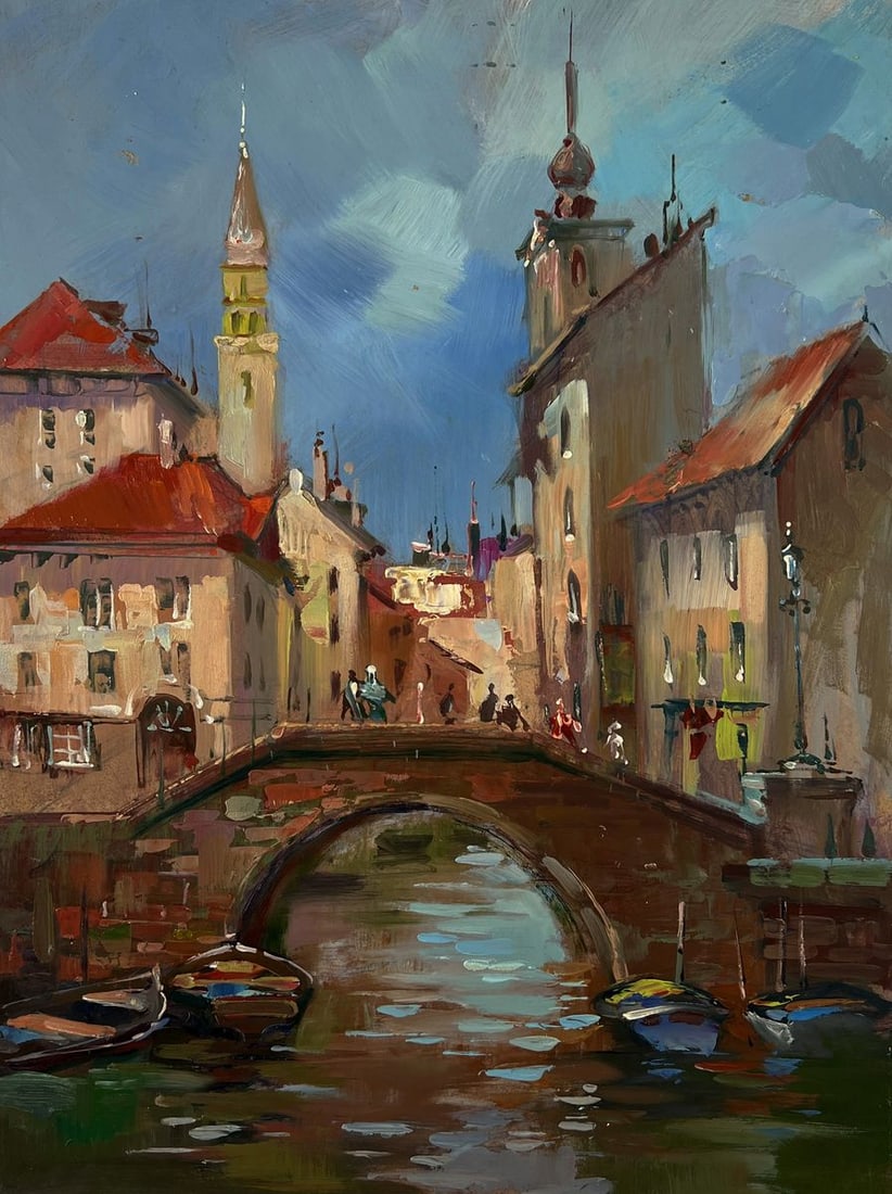 Oil painting City with a river Yuriy Suprunchuk - 3
