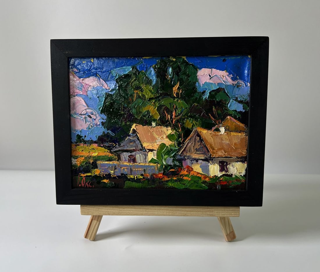 Oil painting Summer days in the village Oksana Ivanyuk: Title: Oil painting Summer days in the village Oksana Ivanyuk Description: NoAAA5792 The Oil painting Canvas titled "Summer days in the village" captures the timeless charm and warmth of rural life du
