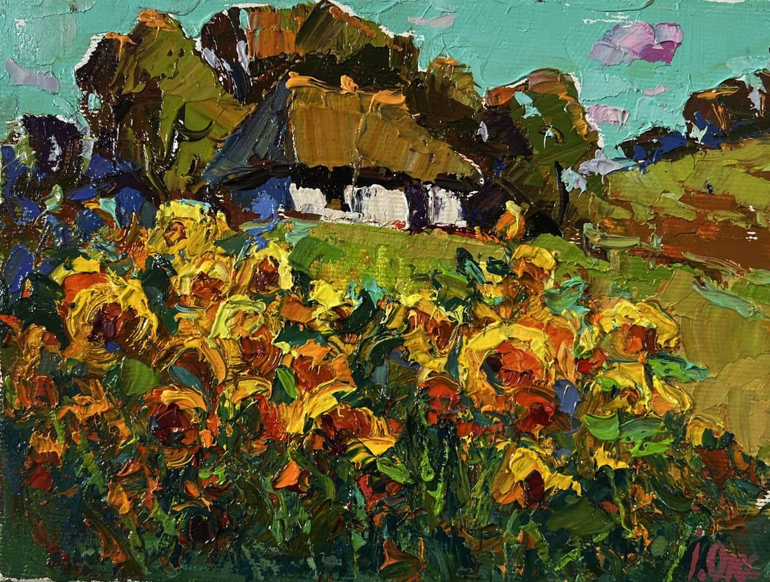 Oil painting Rural sunflowers Oksana Ivanyuk - 3