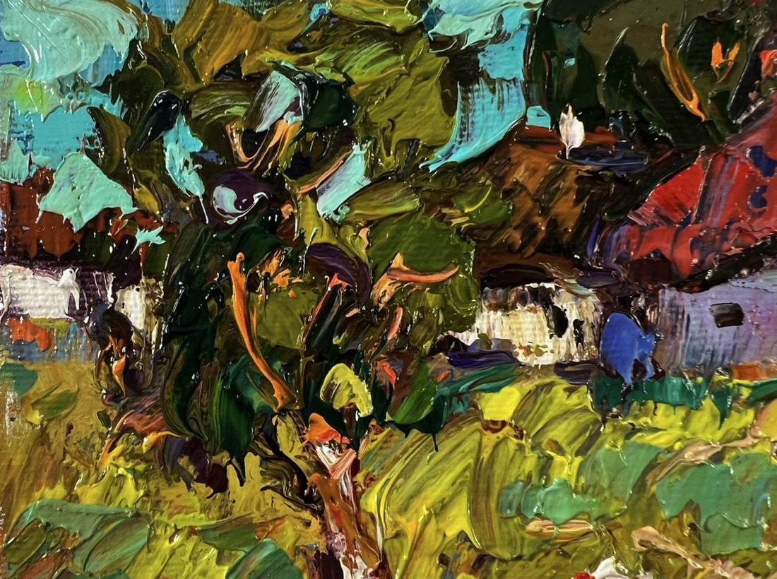 Oil painting Chickens in a village yard Oksana Ivanyuk - 7