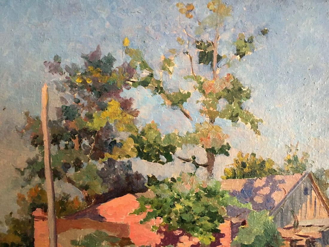 Oil painting Landscape with a house - 2