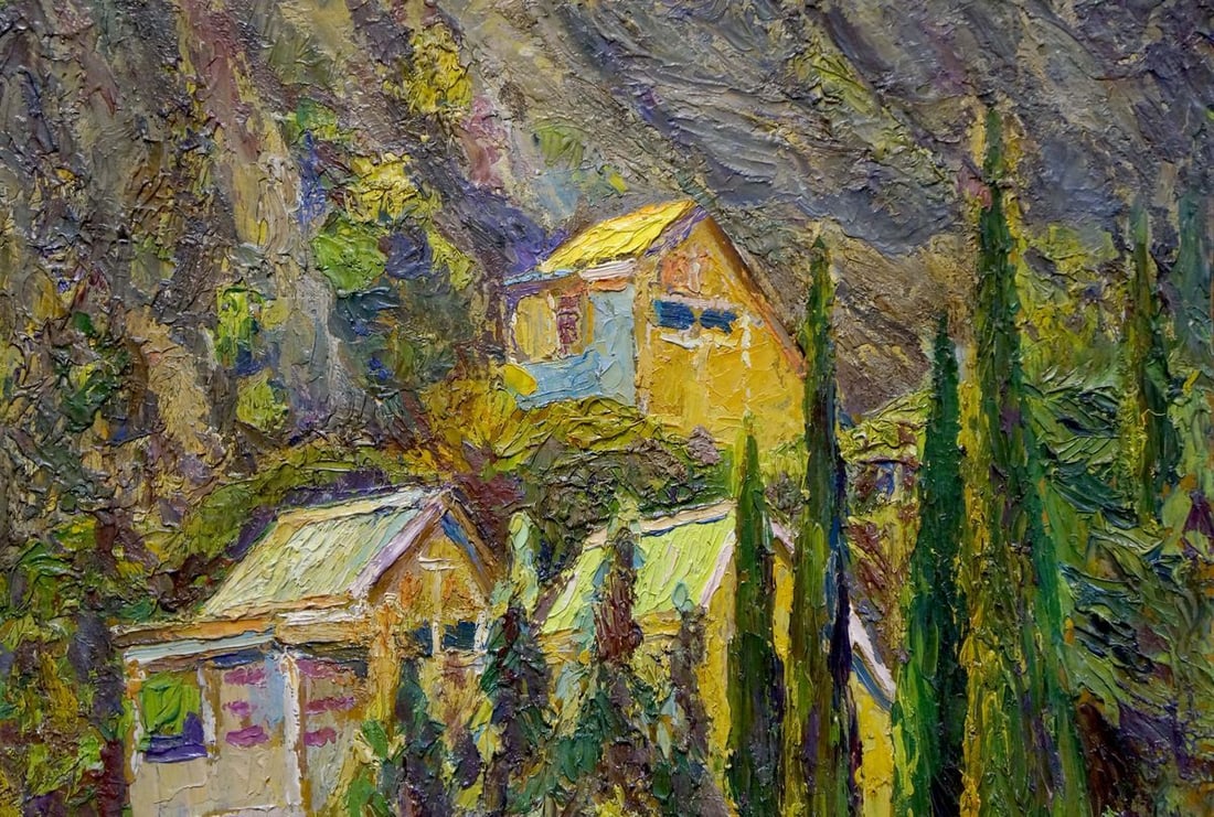 Oil painting Landscape with mountain - 4