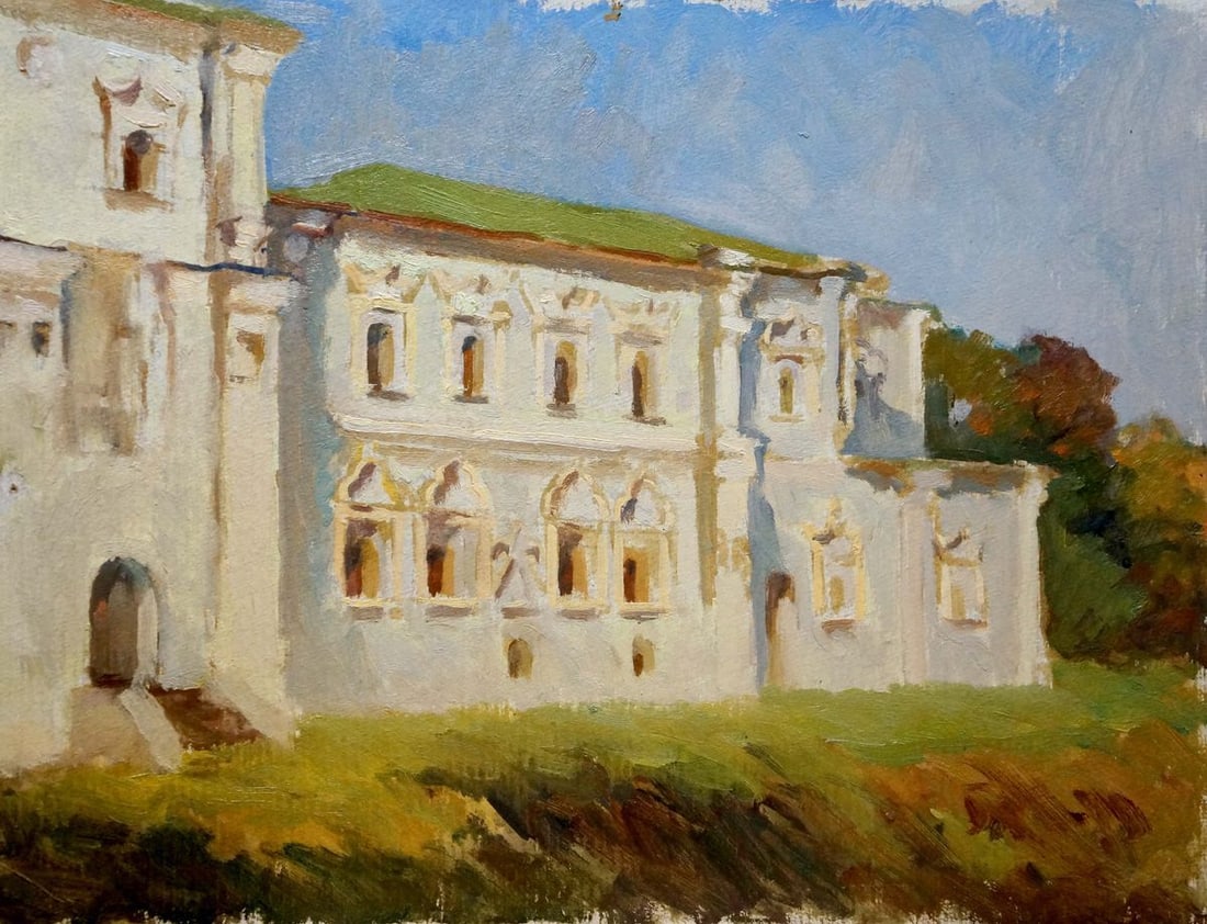 Oil painting Museum: Title: Oil painting Museum Description: NoVerns 505 *** ABOUT THIS PAINTING *** * TITLE: "Museum" * ARTISTS: Unknown artist * SIZE: 34x44 cm/'13.38x17.32 inches' * MEDIUM: oil, cardboard * HAND PAINTE