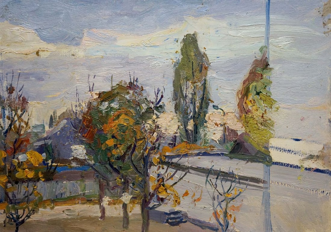 Oil painting Street landscape Gantman Moses Faybovich (1 of 8)