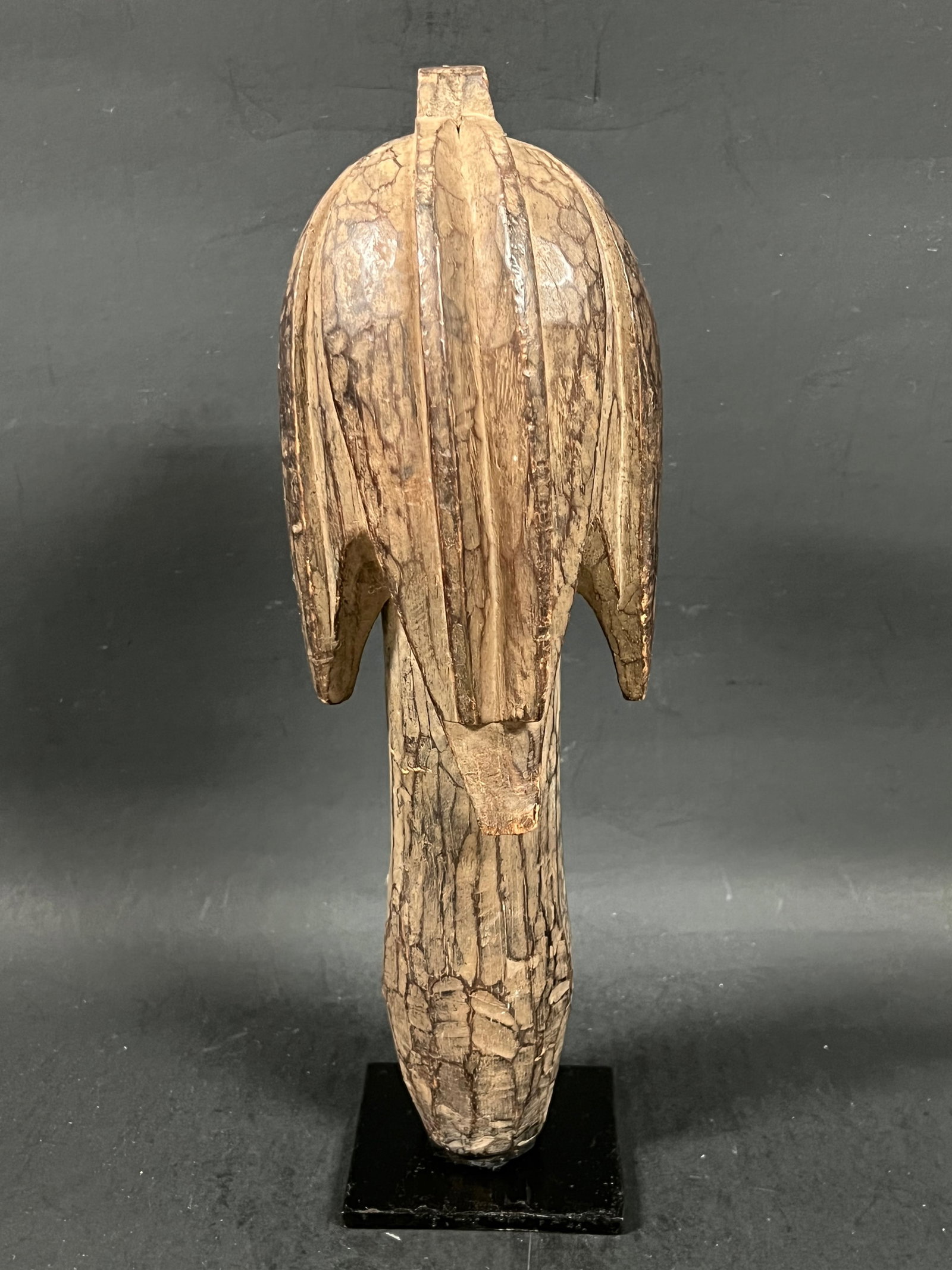African Tribal Art Carved Wood Fang Head Sculpture - 5