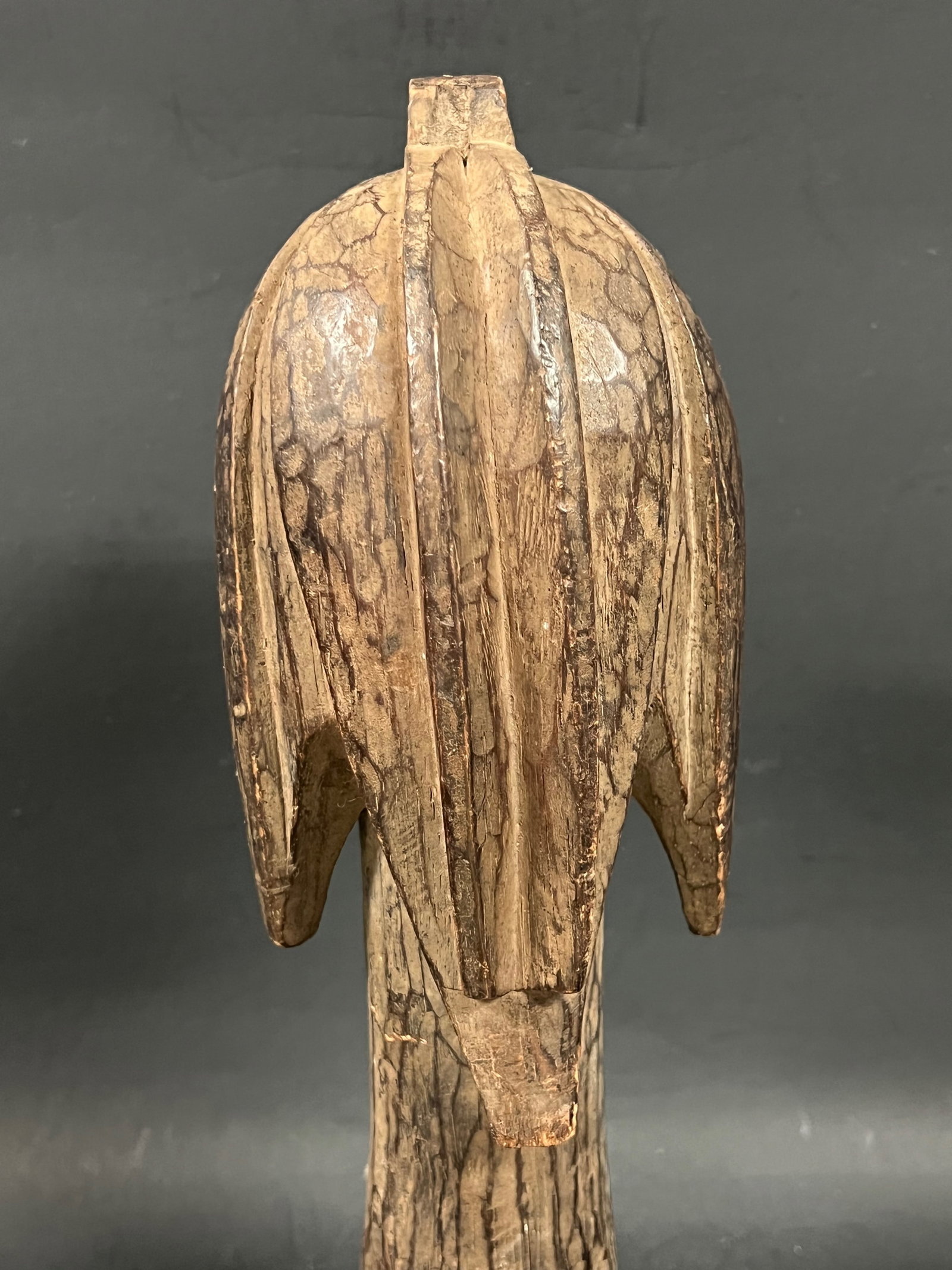 African Tribal Art Carved Wood Fang Head Sculpture - 6