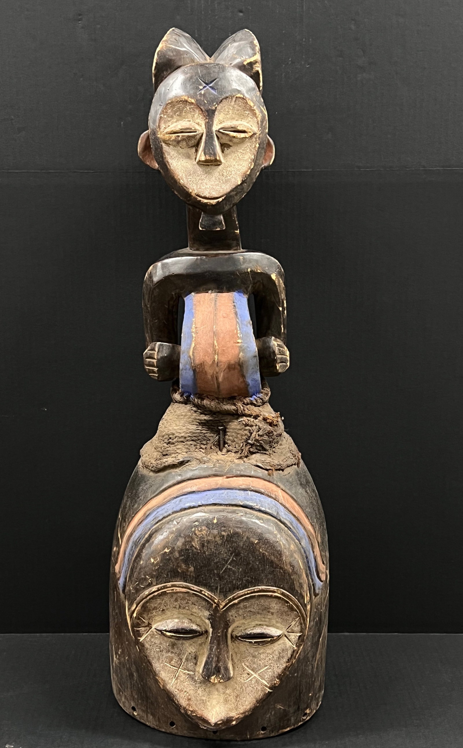 African Tribal Art Carved Wood Kwele Helmet Mask (1 of 9)