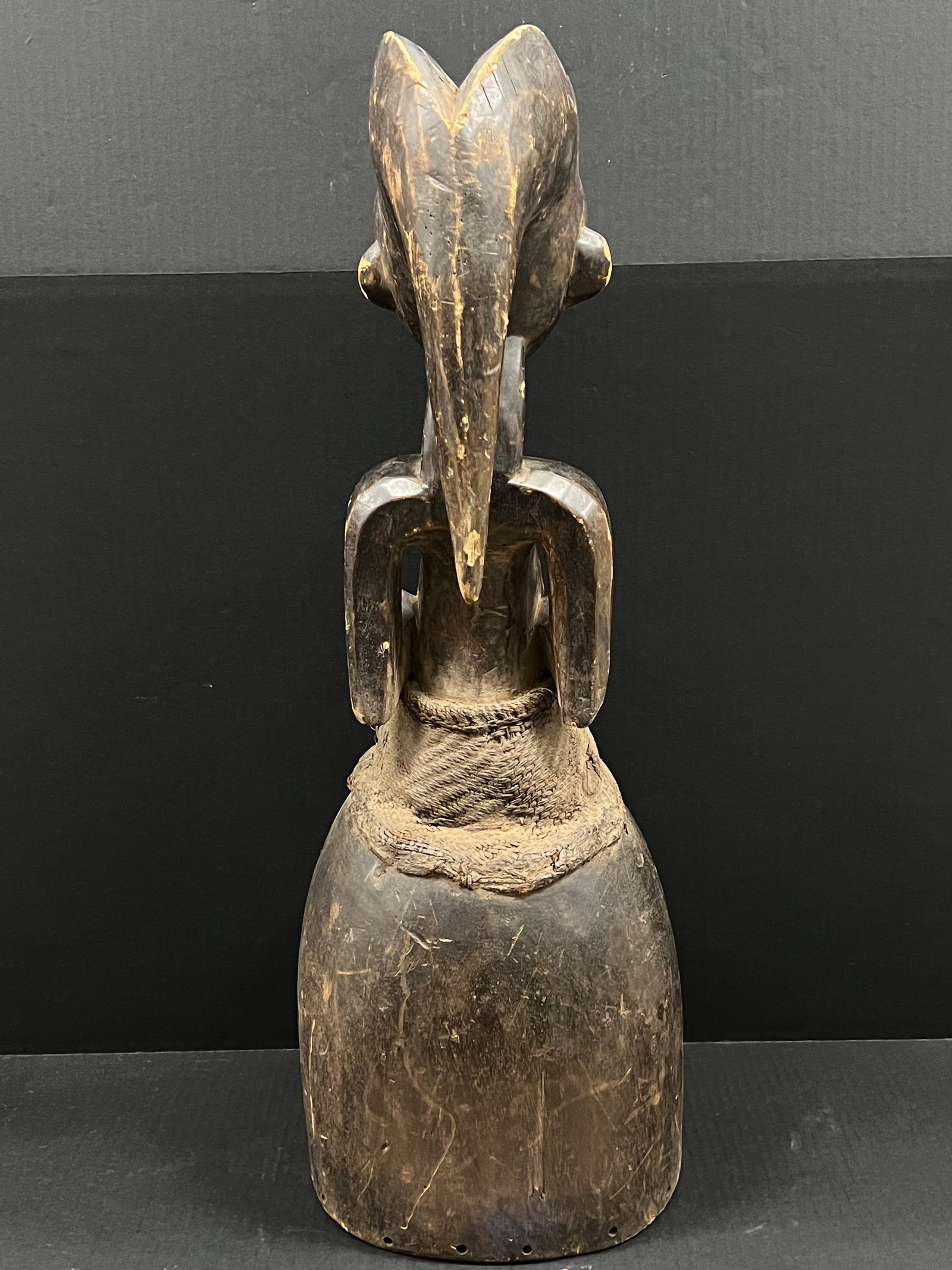 African Tribal Art Carved Wood Kwele Helmet Mask - 6
