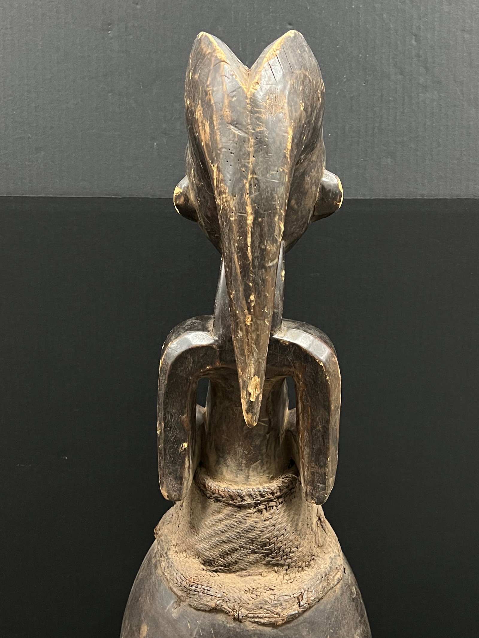 African Tribal Art Carved Wood Kwele Helmet Mask - 7