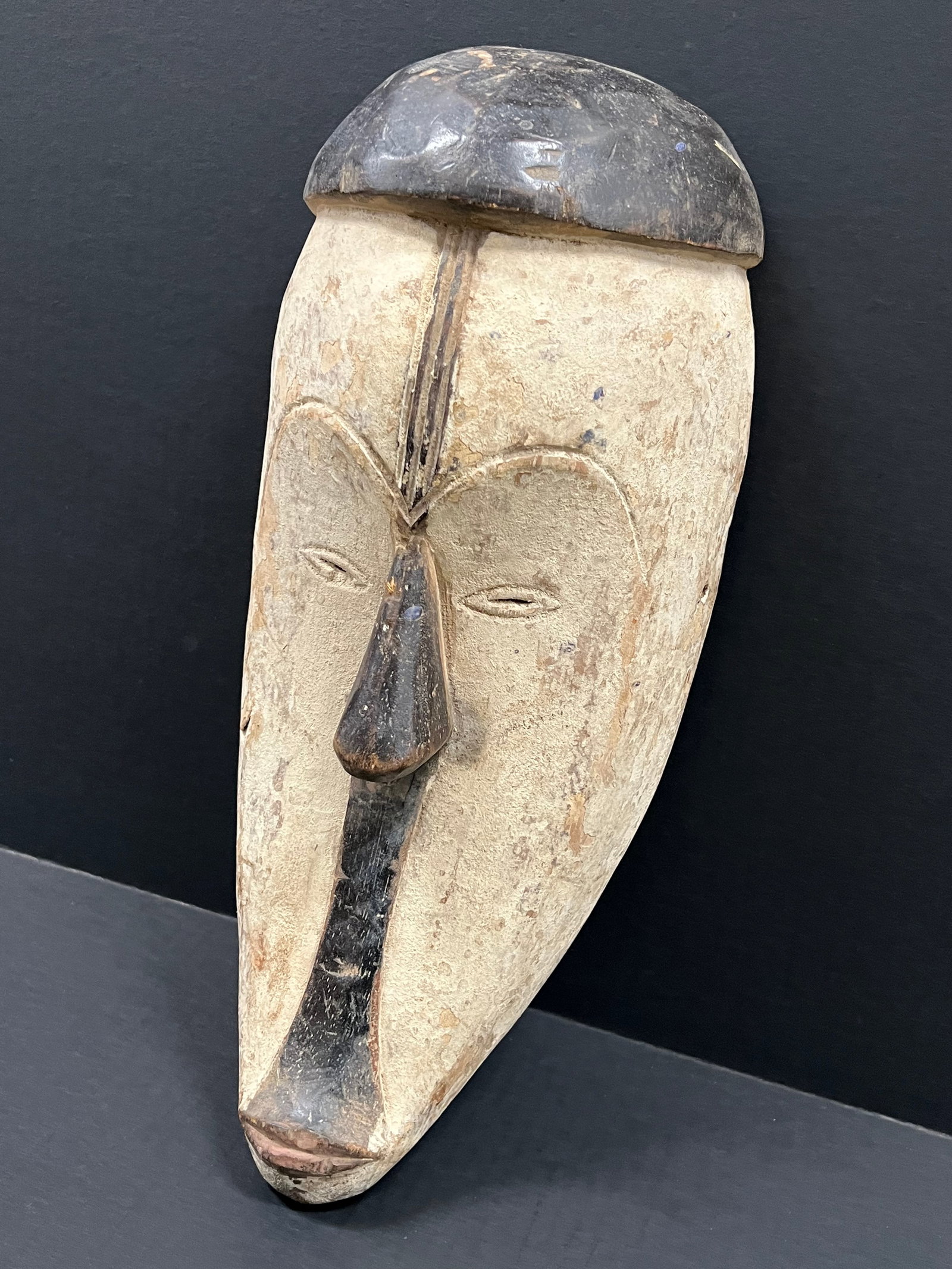 African Tribal Art Carved Wood Fang Mask - 2