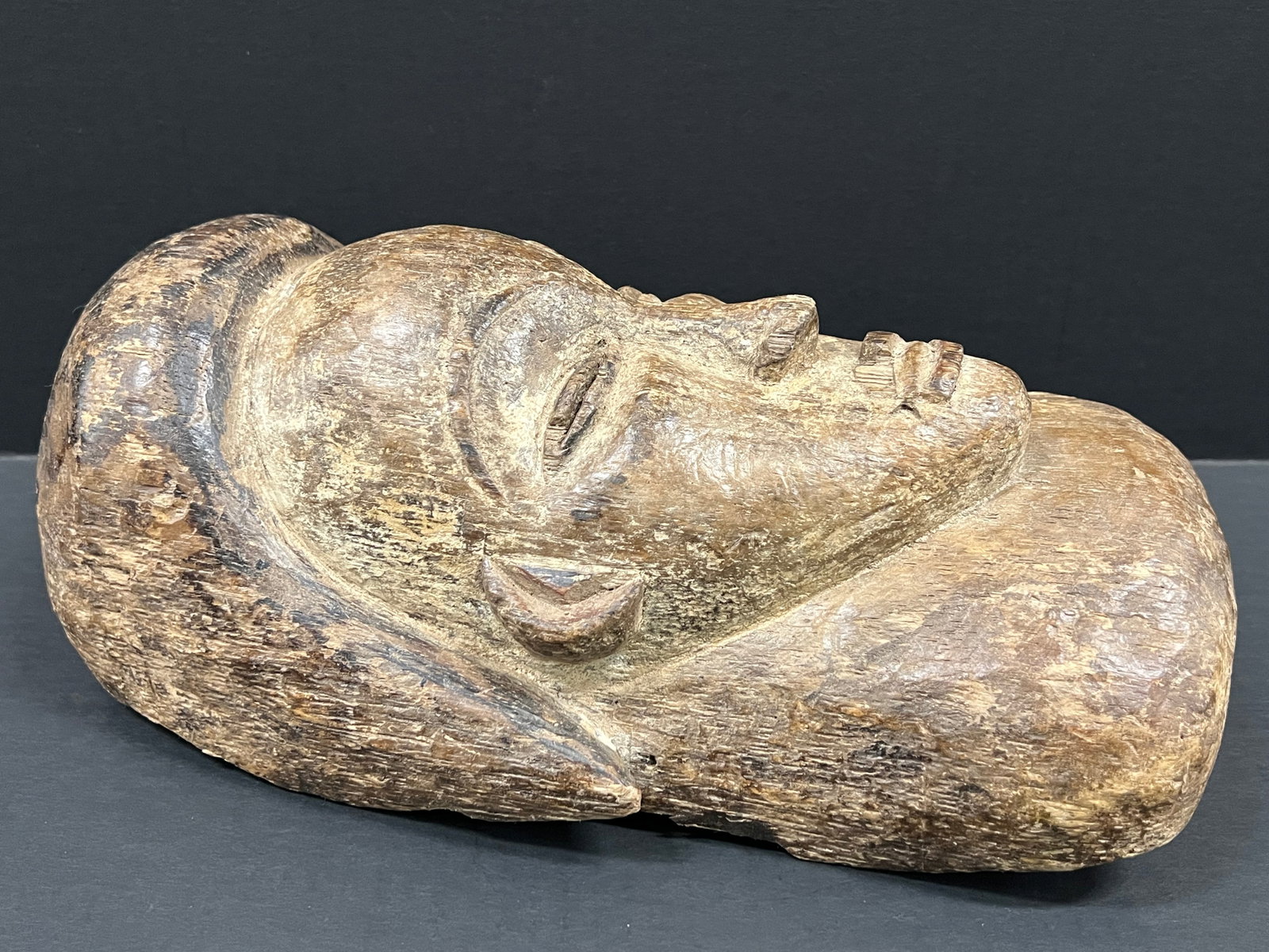 African Tribal Art Carved Wood Lumbo Mask - 4