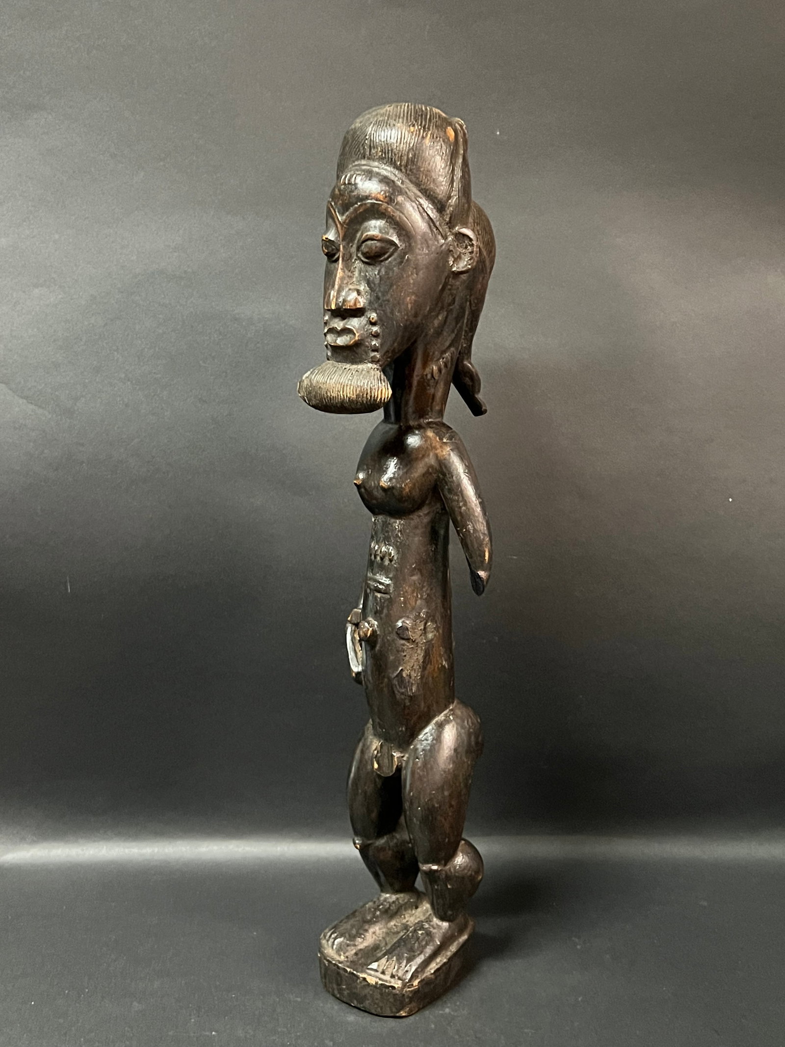African Tribal Art Carved Wood Baule Statue - 3