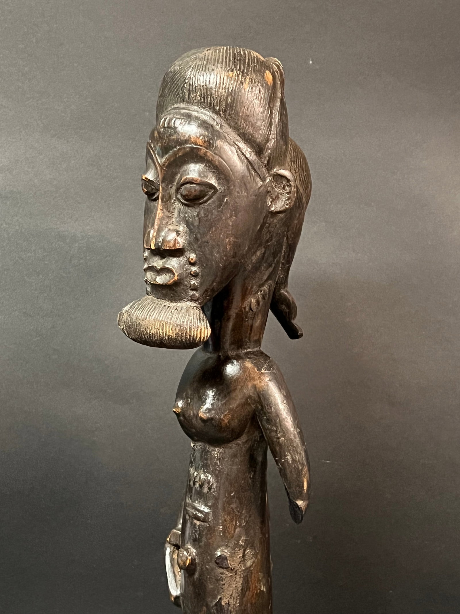African Tribal Art Carved Wood Baule Statue - 4