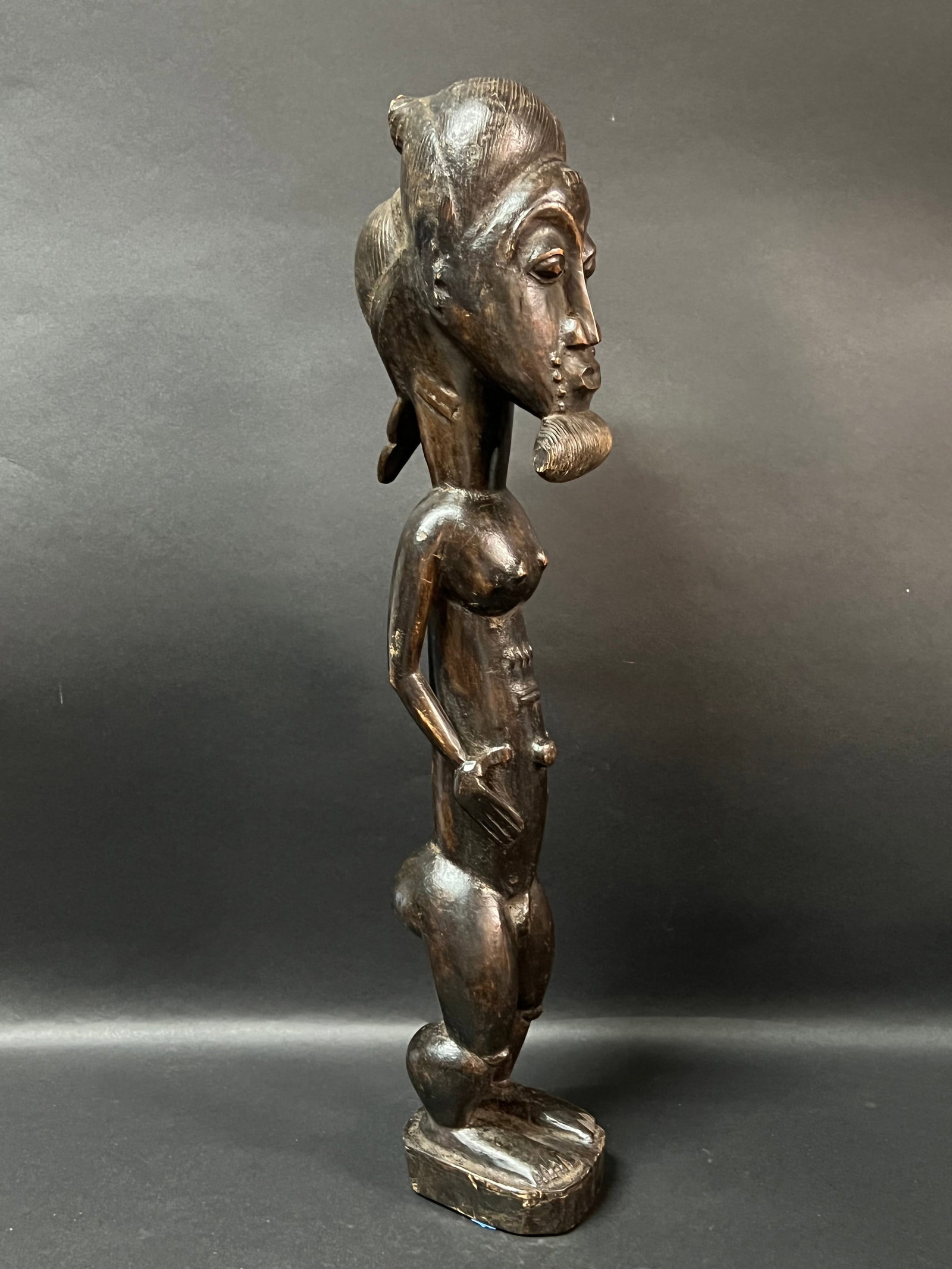 African Tribal Art Carved Wood Baule Statue - 5