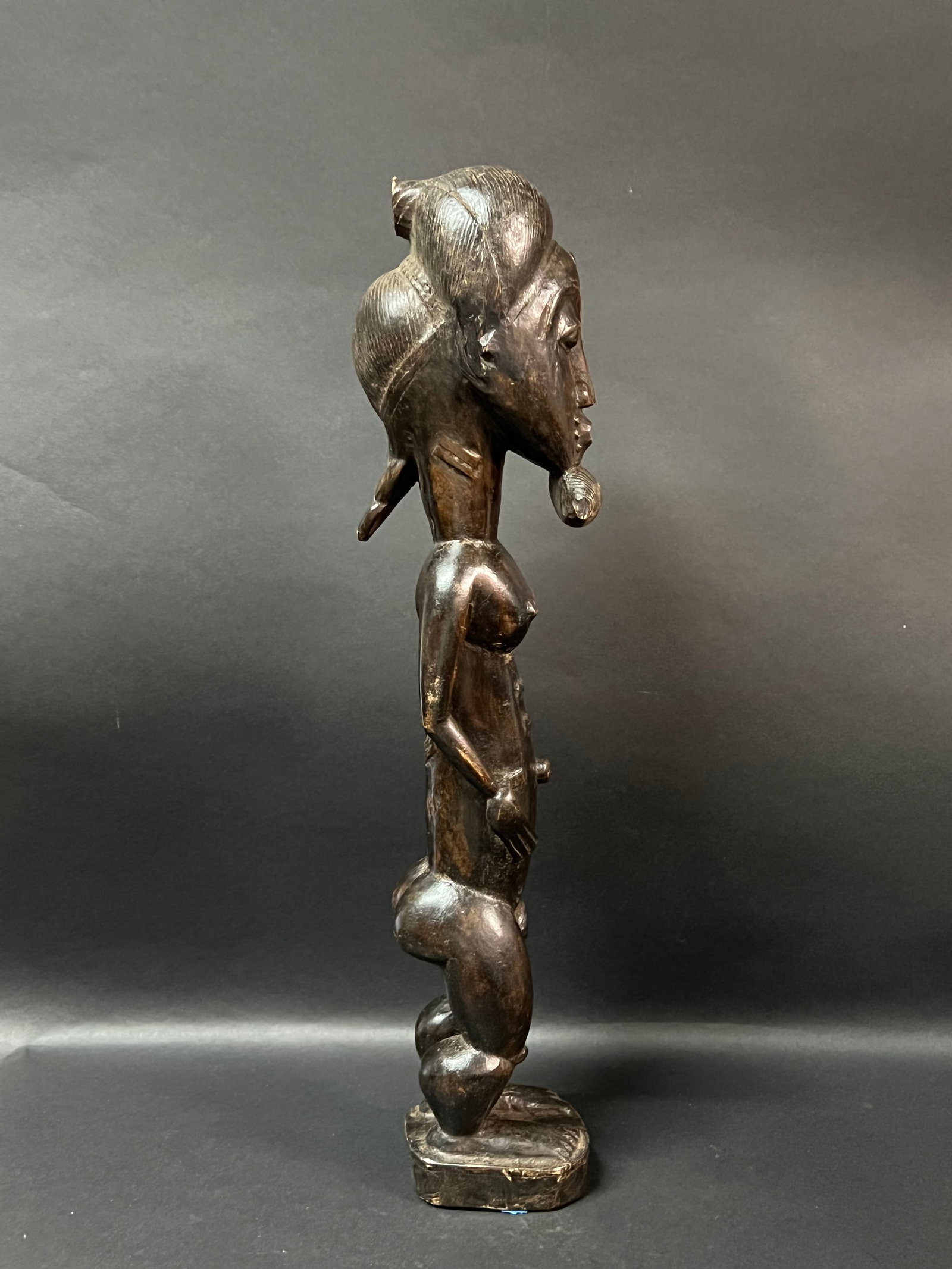 African Tribal Art Carved Wood Baule Statue - 6