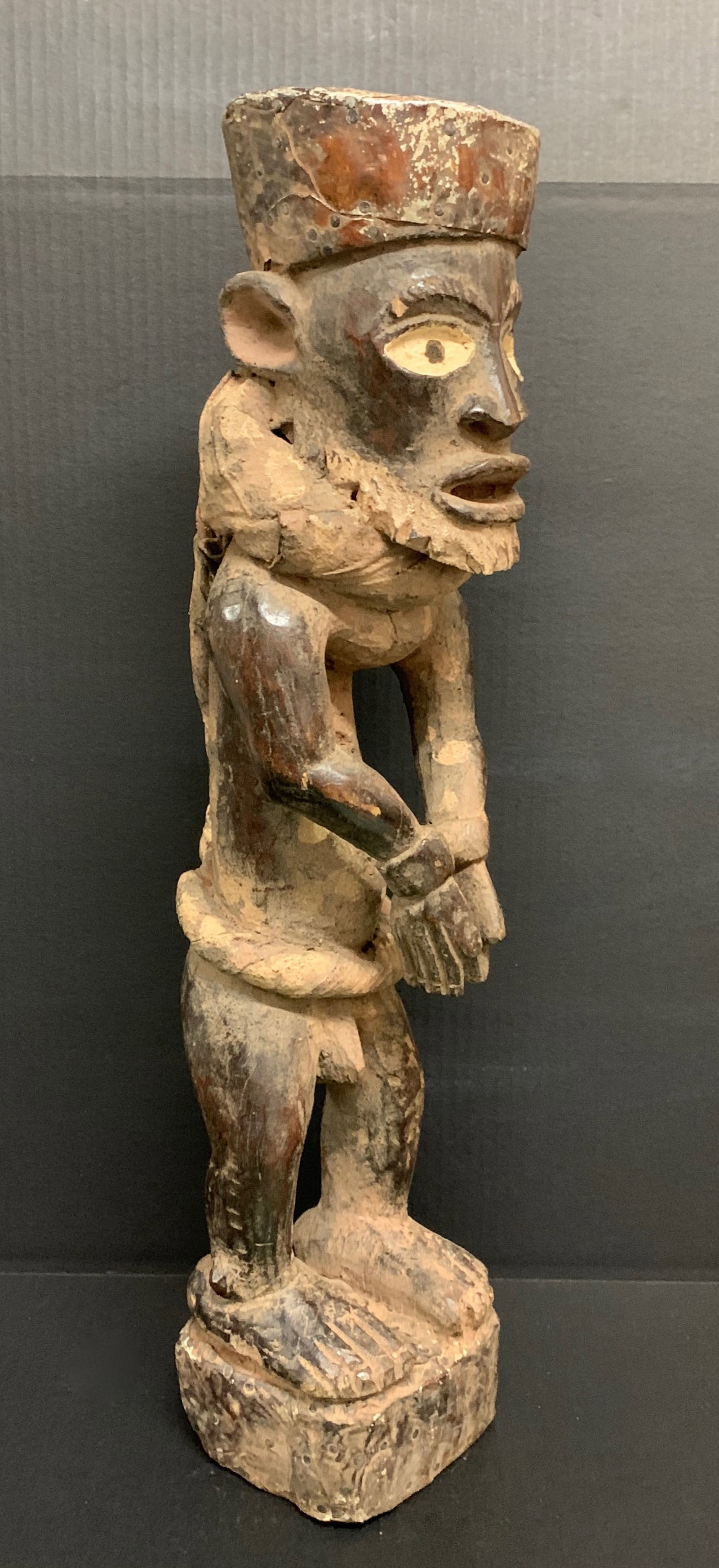 African Tribal Art Carved Wood Bacongo Statue - 4