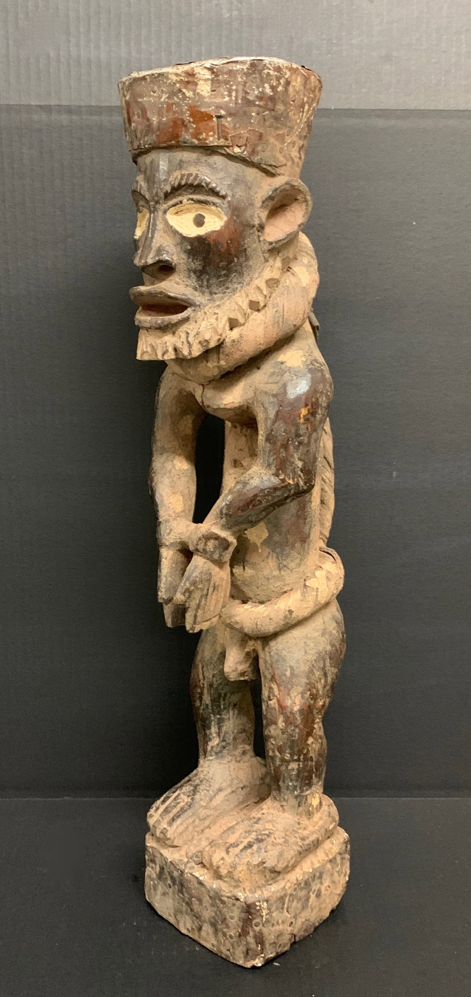 African Tribal Art Carved Wood Bacongo Statue - 7