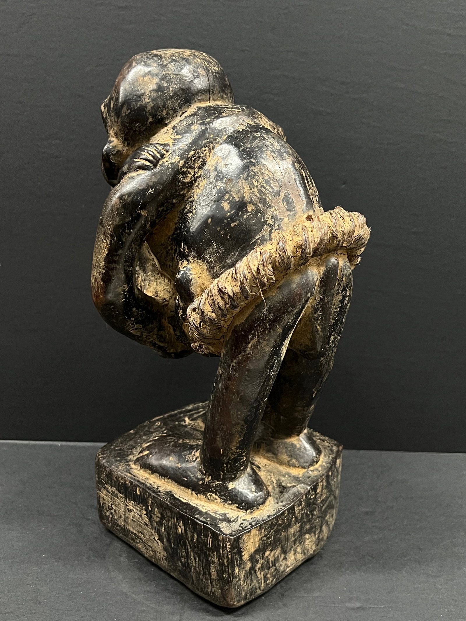 African Tribal Art Carved Wood Bulu Monkey Statue - 7