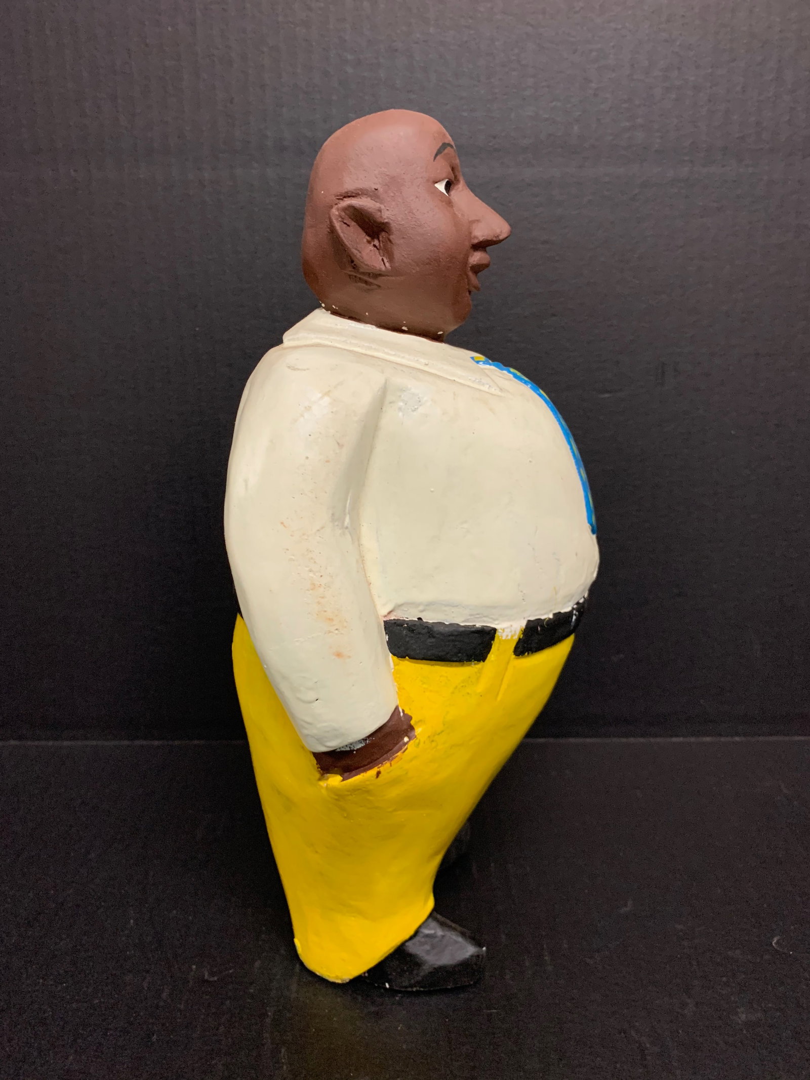 African Tribal Art Carved Wood Colonial Male Statue - 3