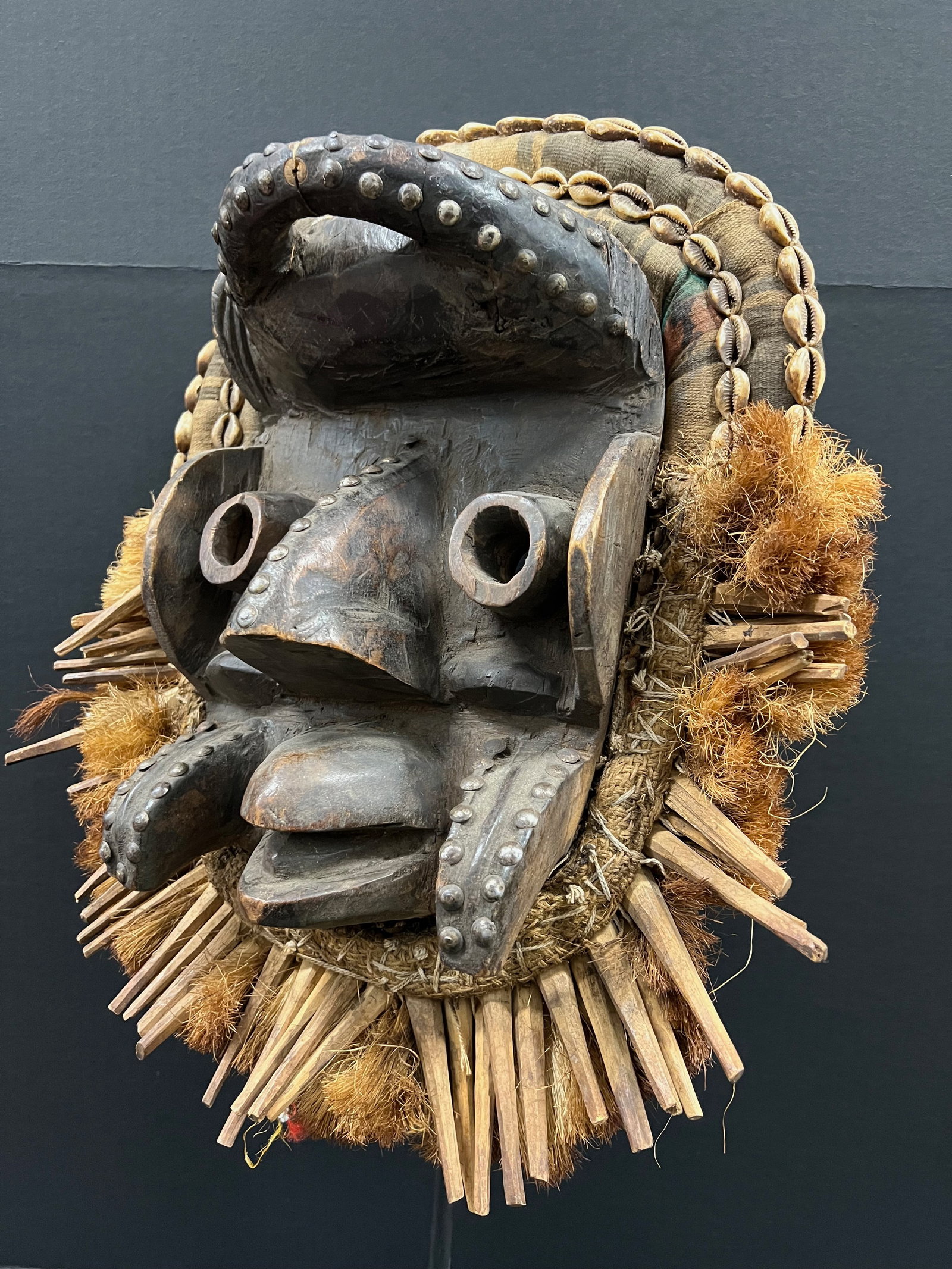 African Tribal Art Carved Wood Dan Guere Mask with Display Stand - 6
