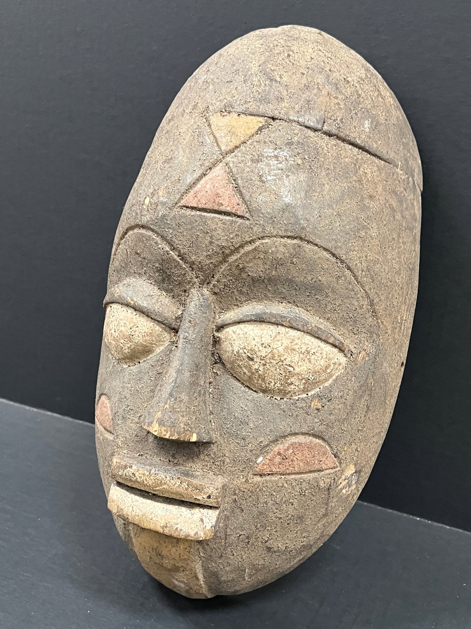 African Tribal Art Carved Wood Yuroba Mask - 2