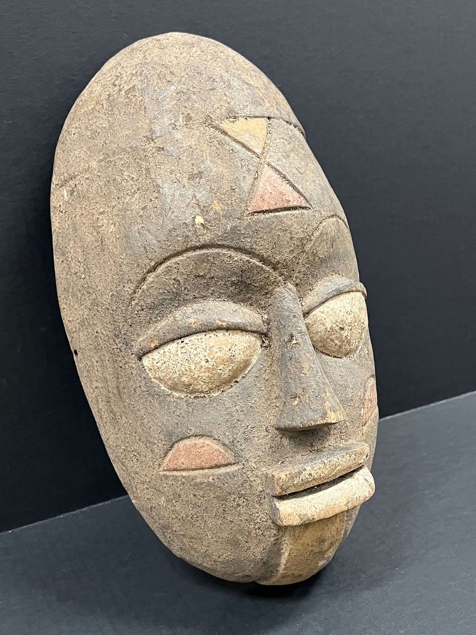 African Tribal Art Carved Wood Yuroba Mask - 3