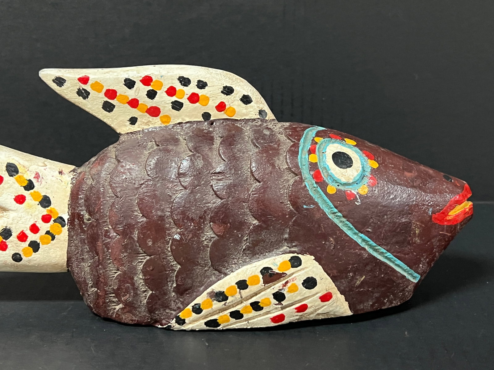 African Tribal Art Carved Wood Bozo Puppet Fish - 2