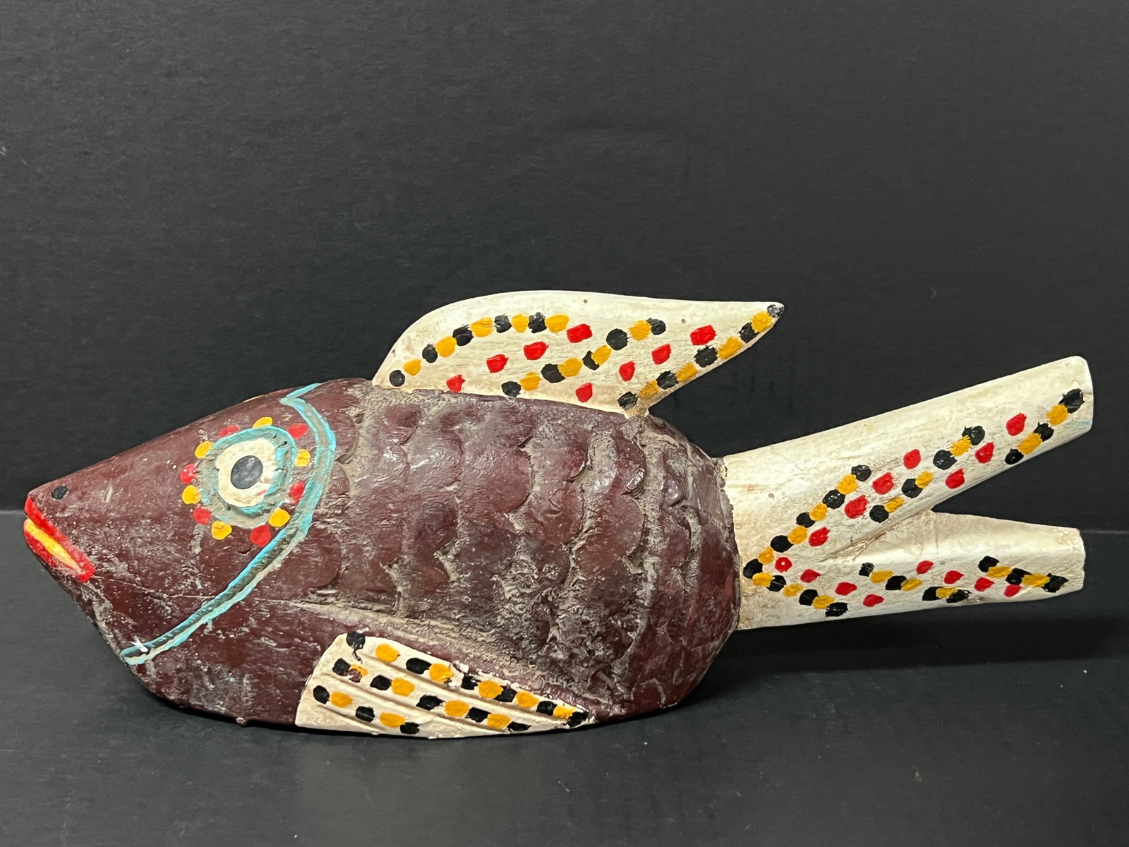 African Tribal Art Carved Wood Bozo Puppet Fish - 4