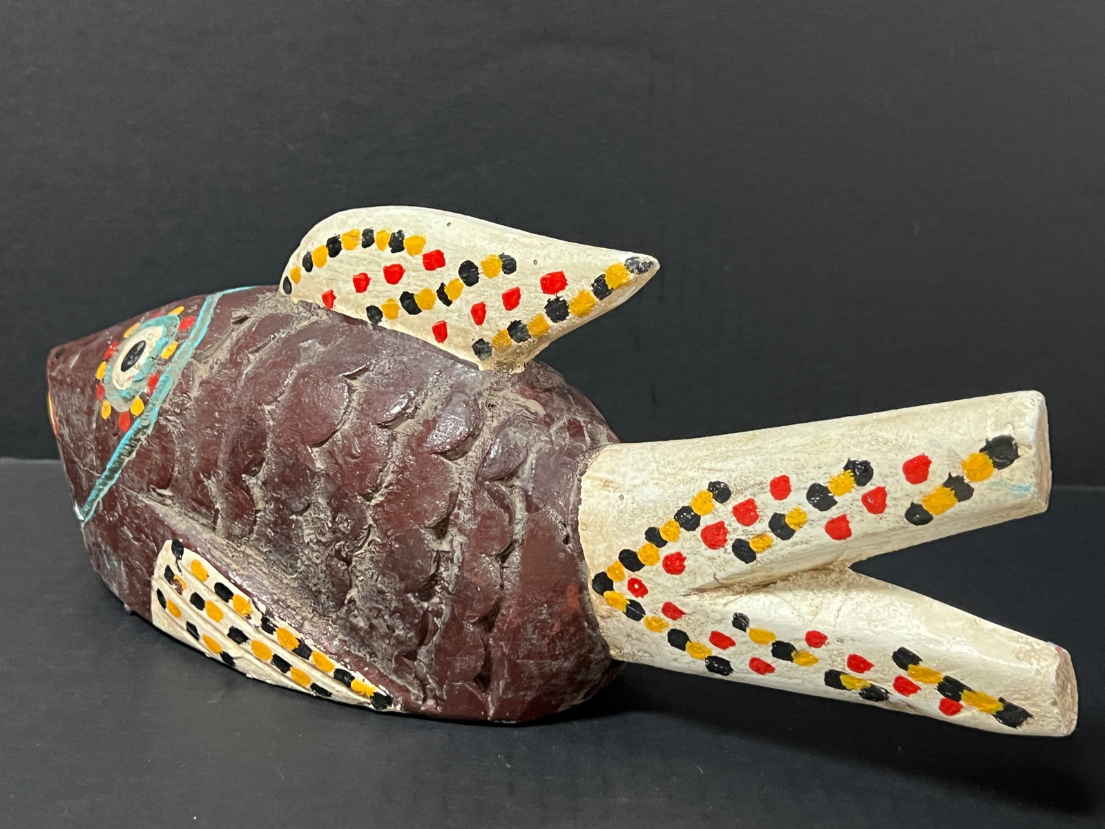 African Tribal Art Carved Wood Bozo Puppet Fish - 6