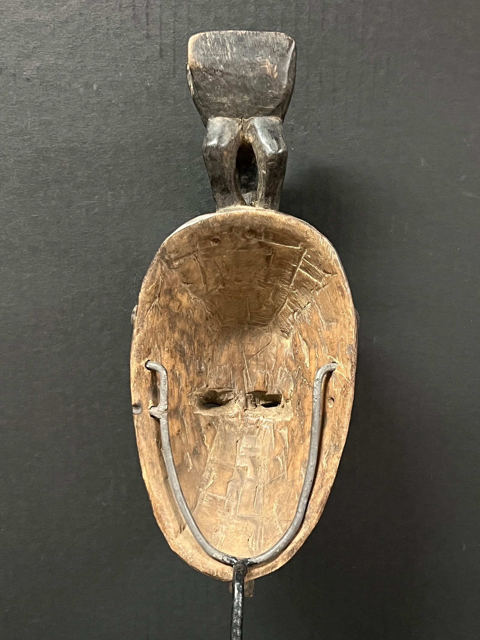 African Tribal Art Carved Wood Baule Mask with Display Stand - 7