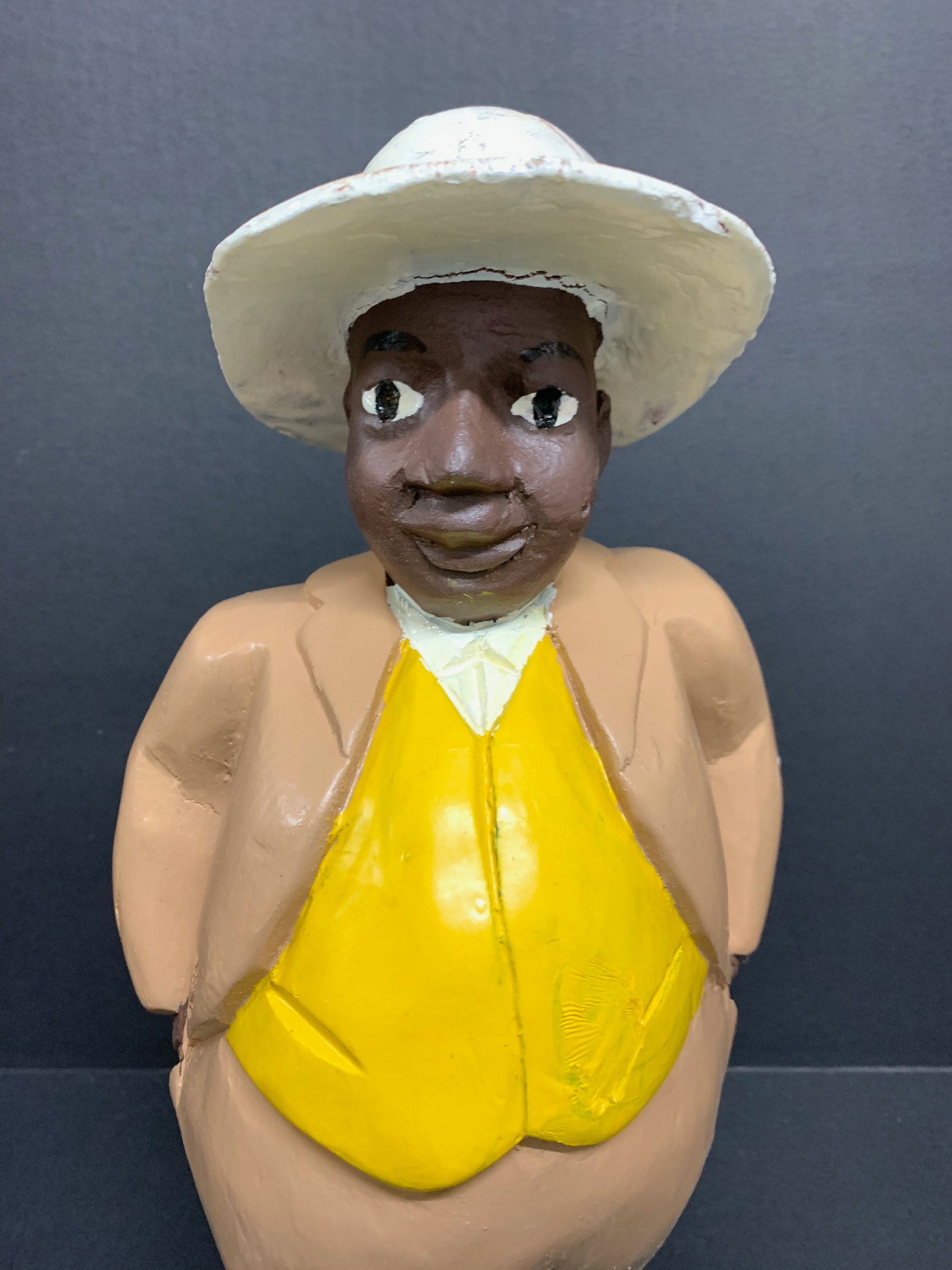 African Tribal Art Carved Wood Colonial Male Statue - 2