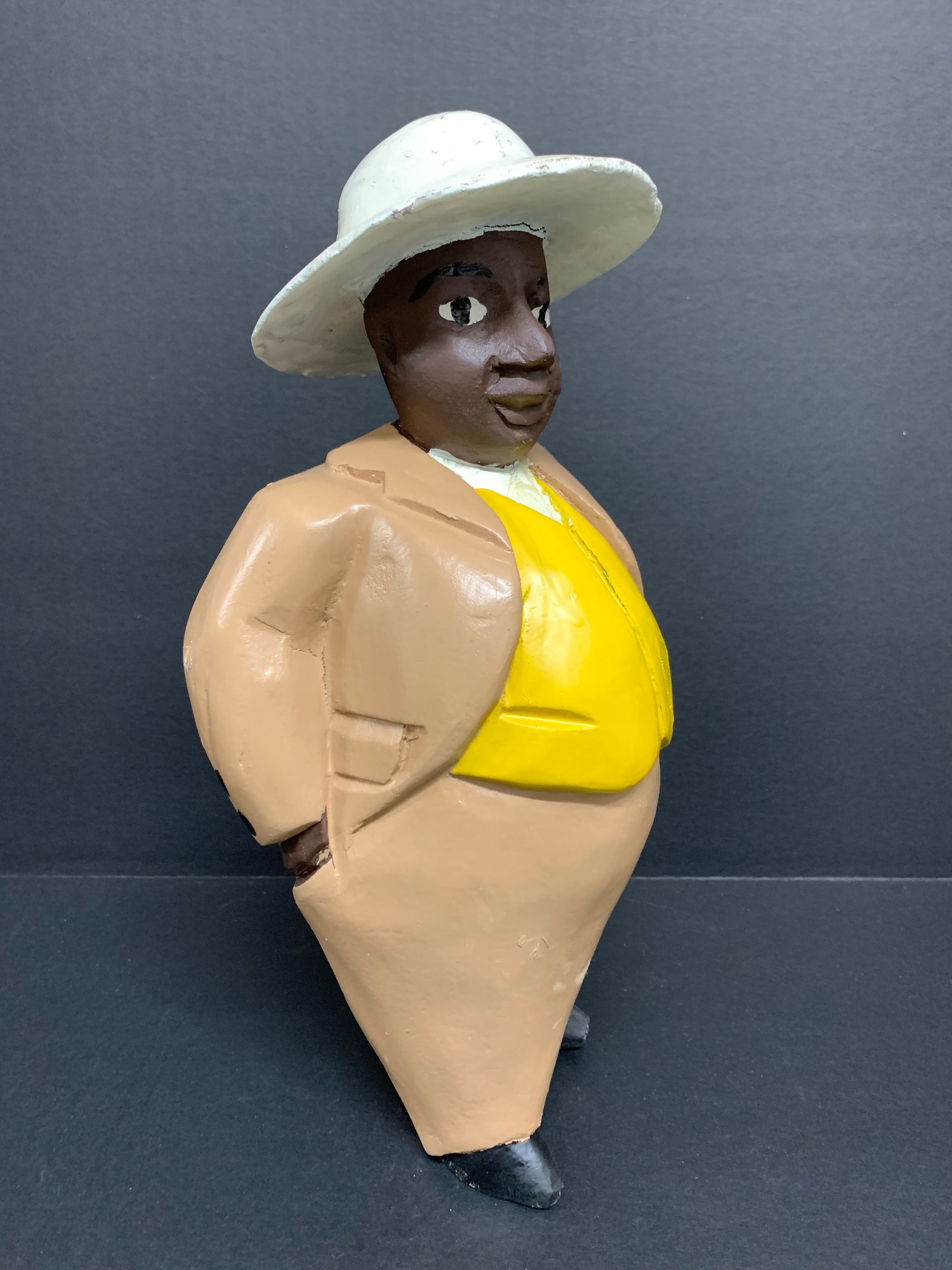 African Tribal Art Carved Wood Colonial Male Statue - 3