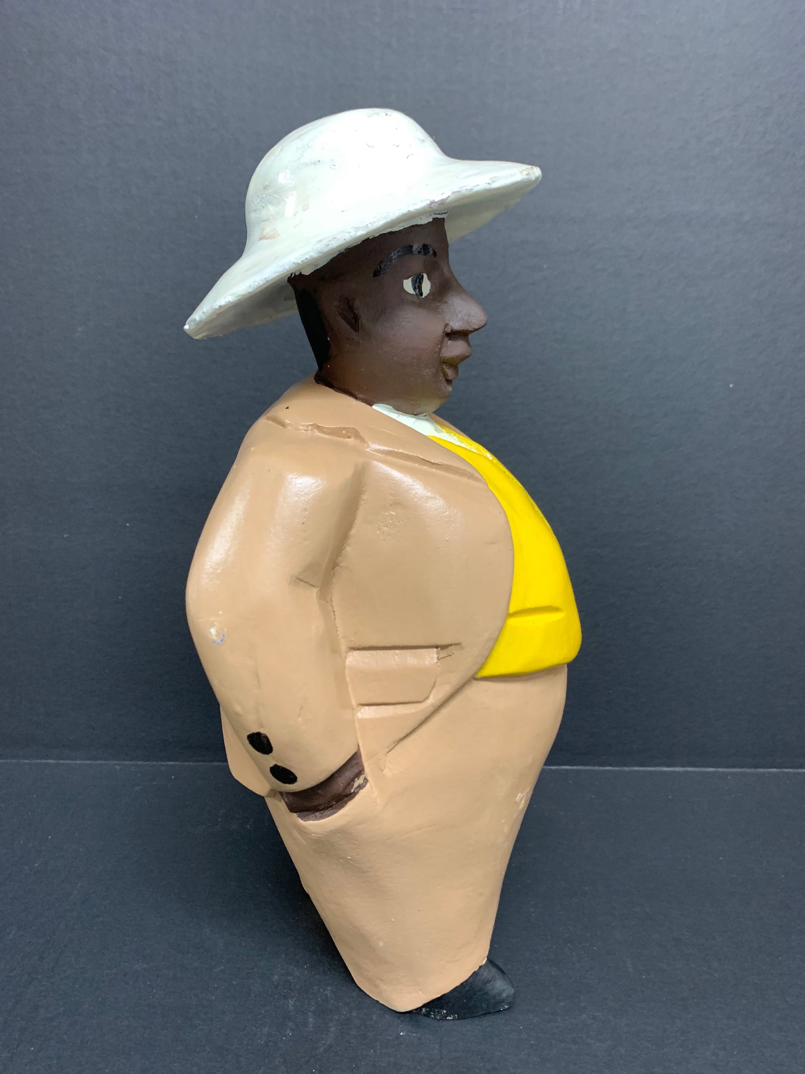 African Tribal Art Carved Wood Colonial Male Statue - 4