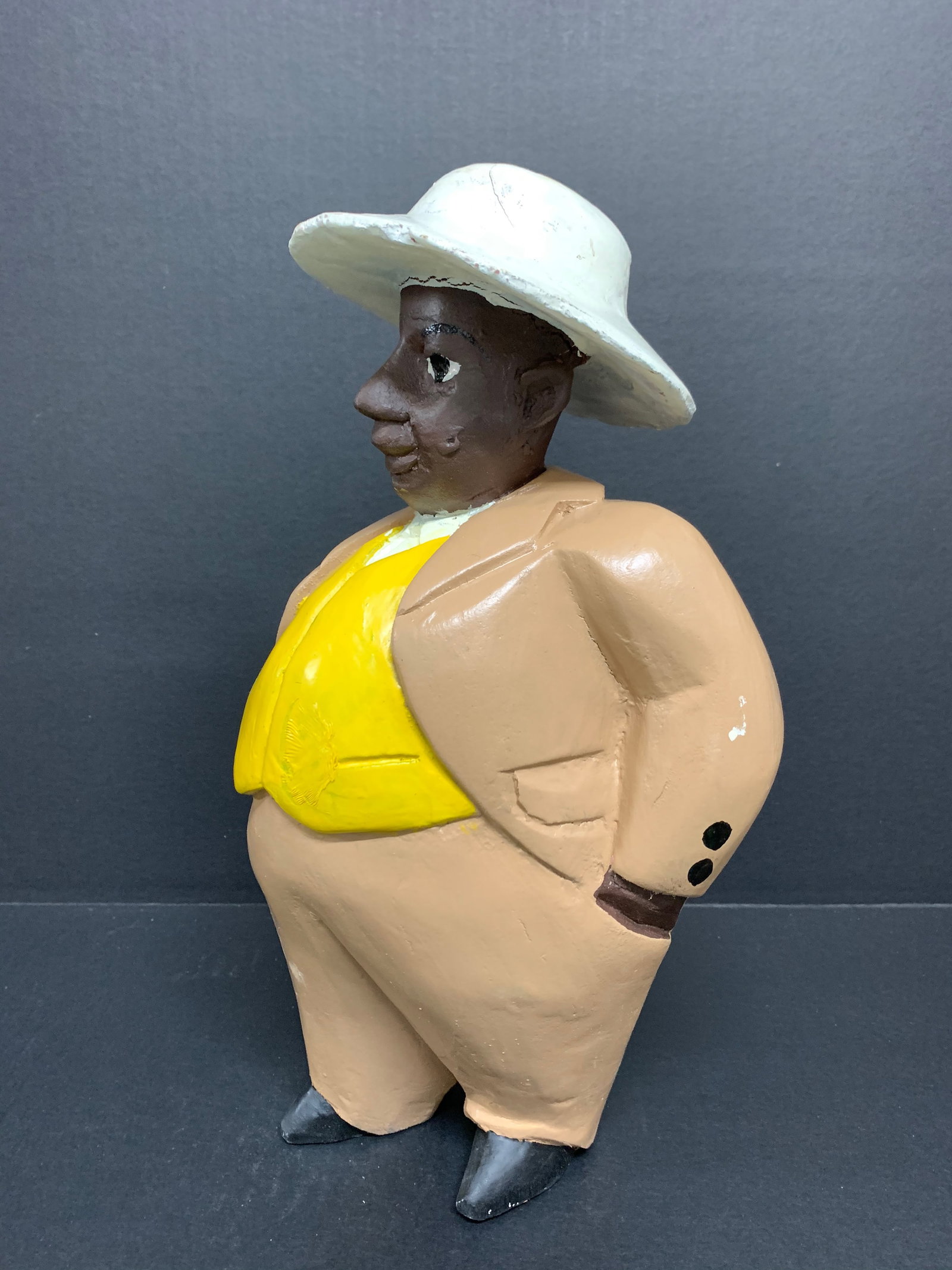 African Tribal Art Carved Wood Colonial Male Statue - 5