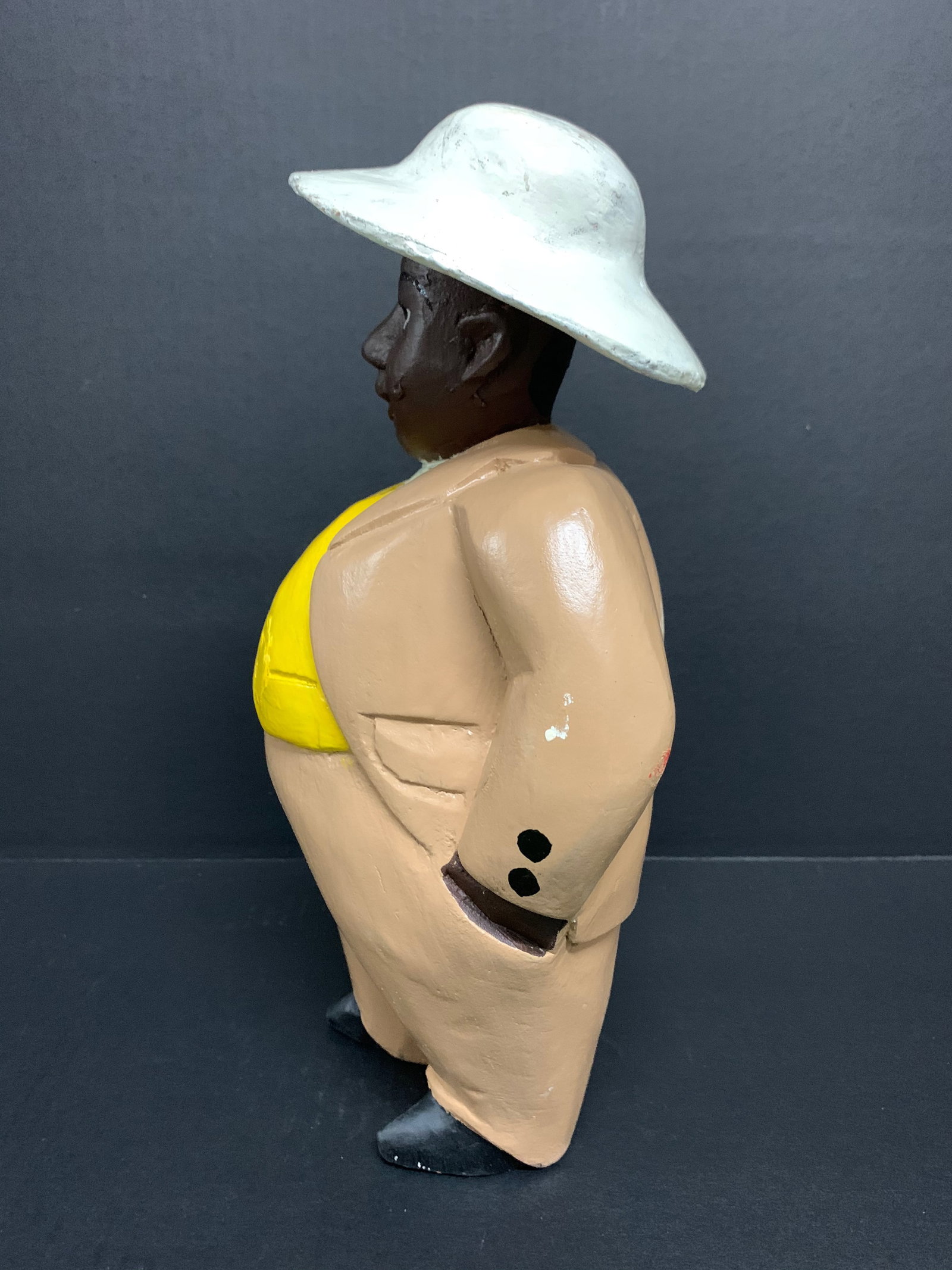 African Tribal Art Carved Wood Colonial Male Statue - 6