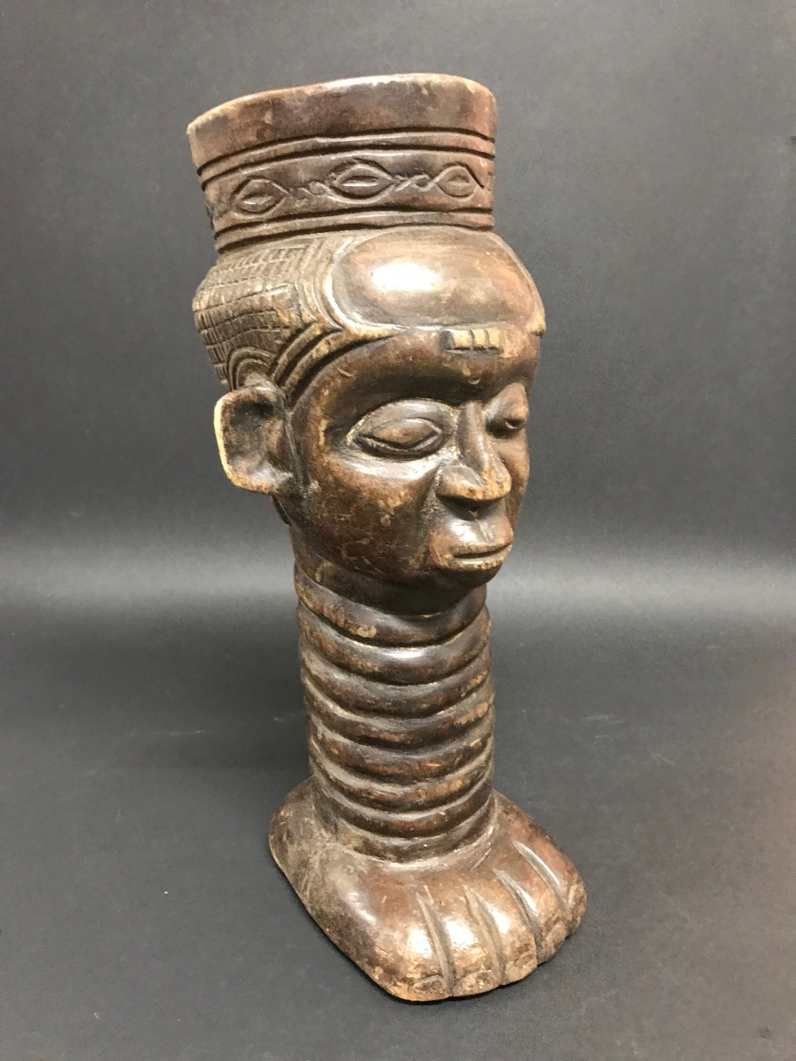 African Tribal Art Carved Wood Kuba Palm Wine Cup - 2