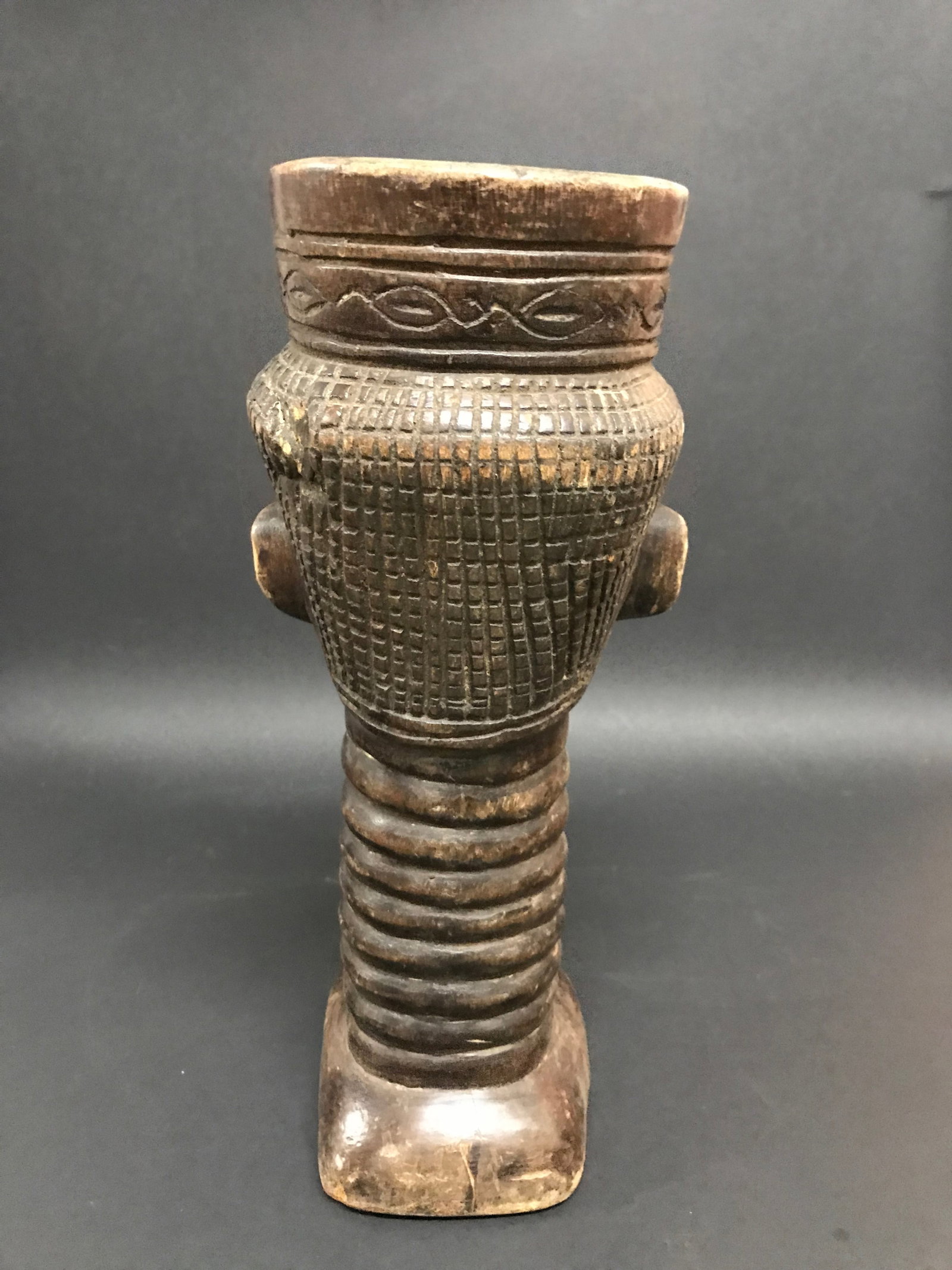 African Tribal Art Carved Wood Kuba Palm Wine Cup - 6
