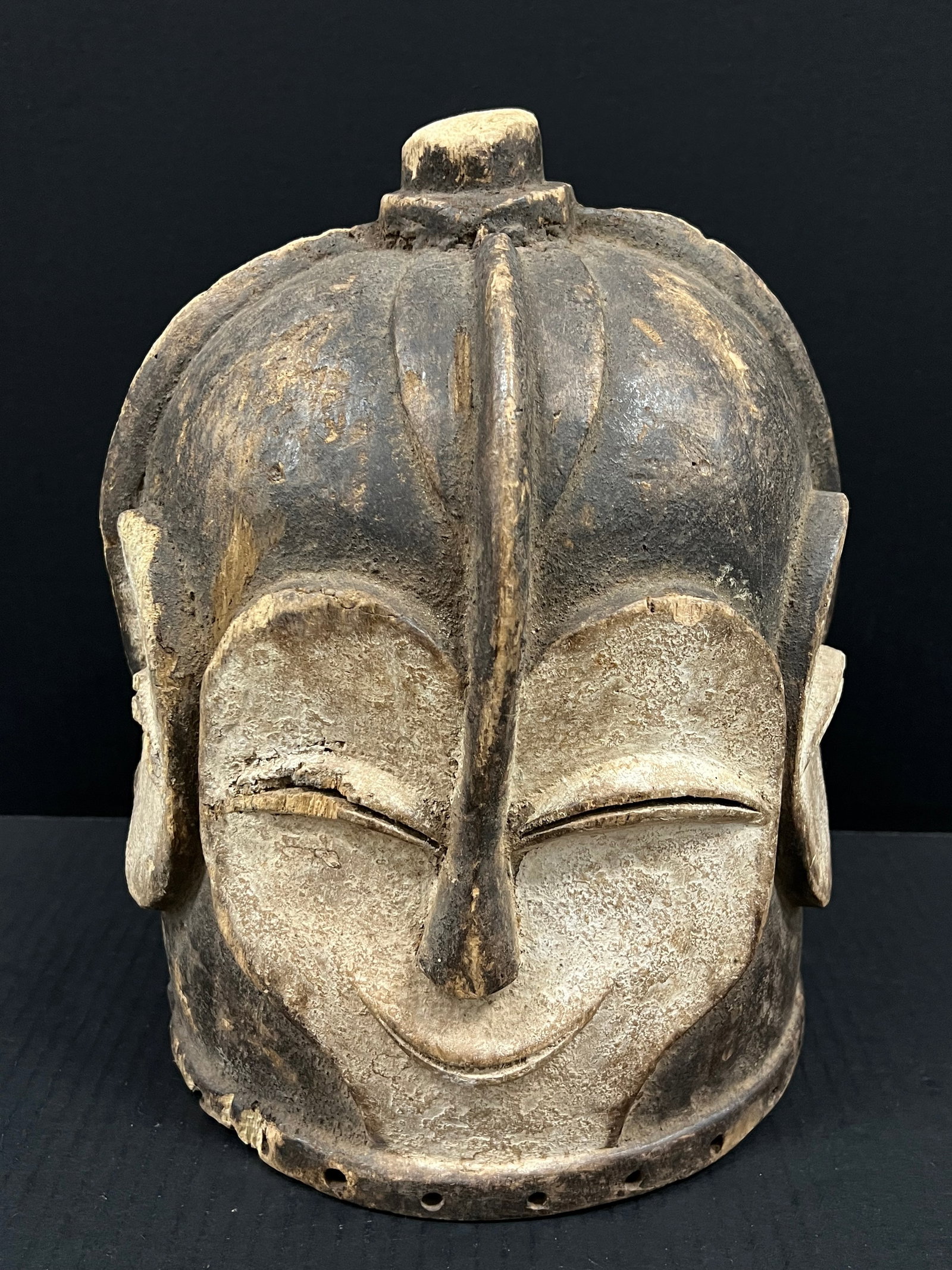 African Tribal Art Carved Wood Kwele Helmet Mask - 2