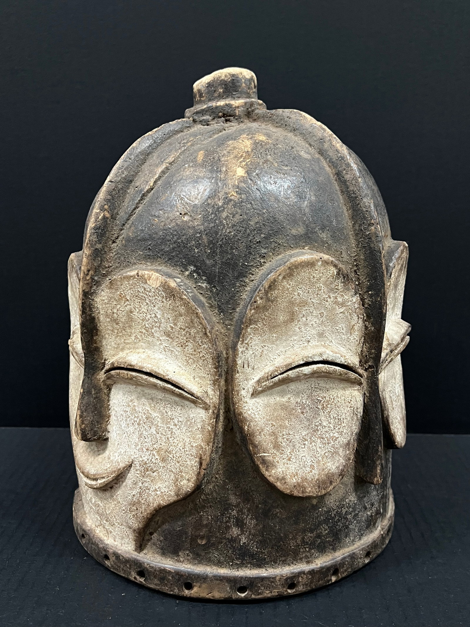 African Tribal Art Carved Wood Kwele Helmet Mask - 3