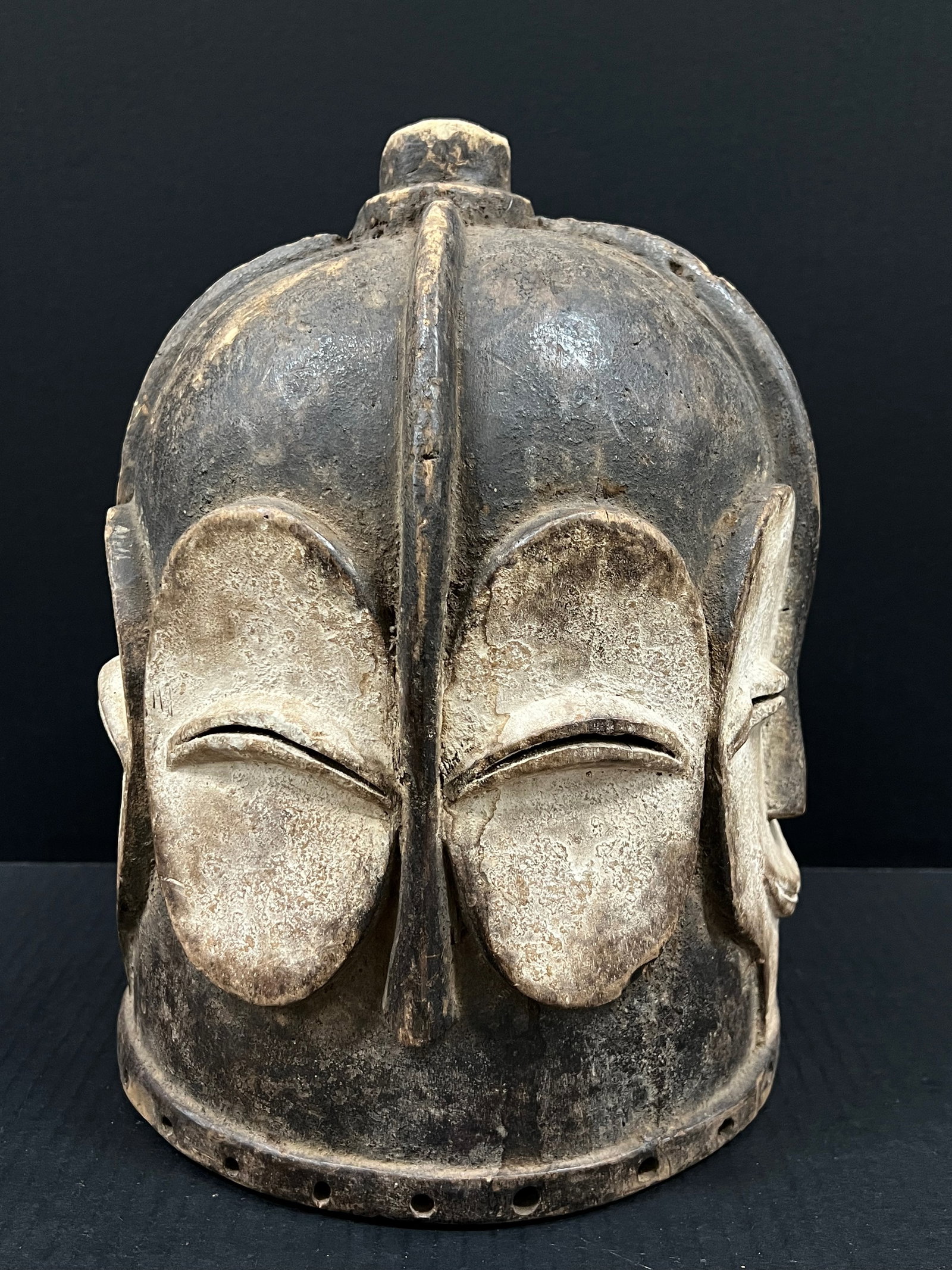 African Tribal Art Carved Wood Kwele Helmet Mask - 4