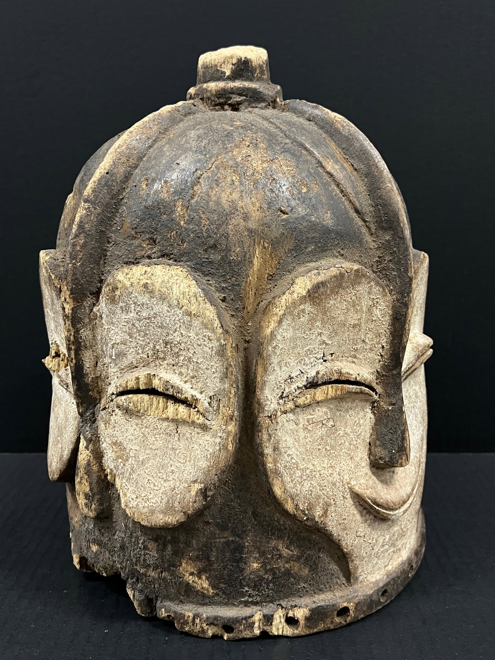 African Tribal Art Carved Wood Kwele Helmet Mask - 8