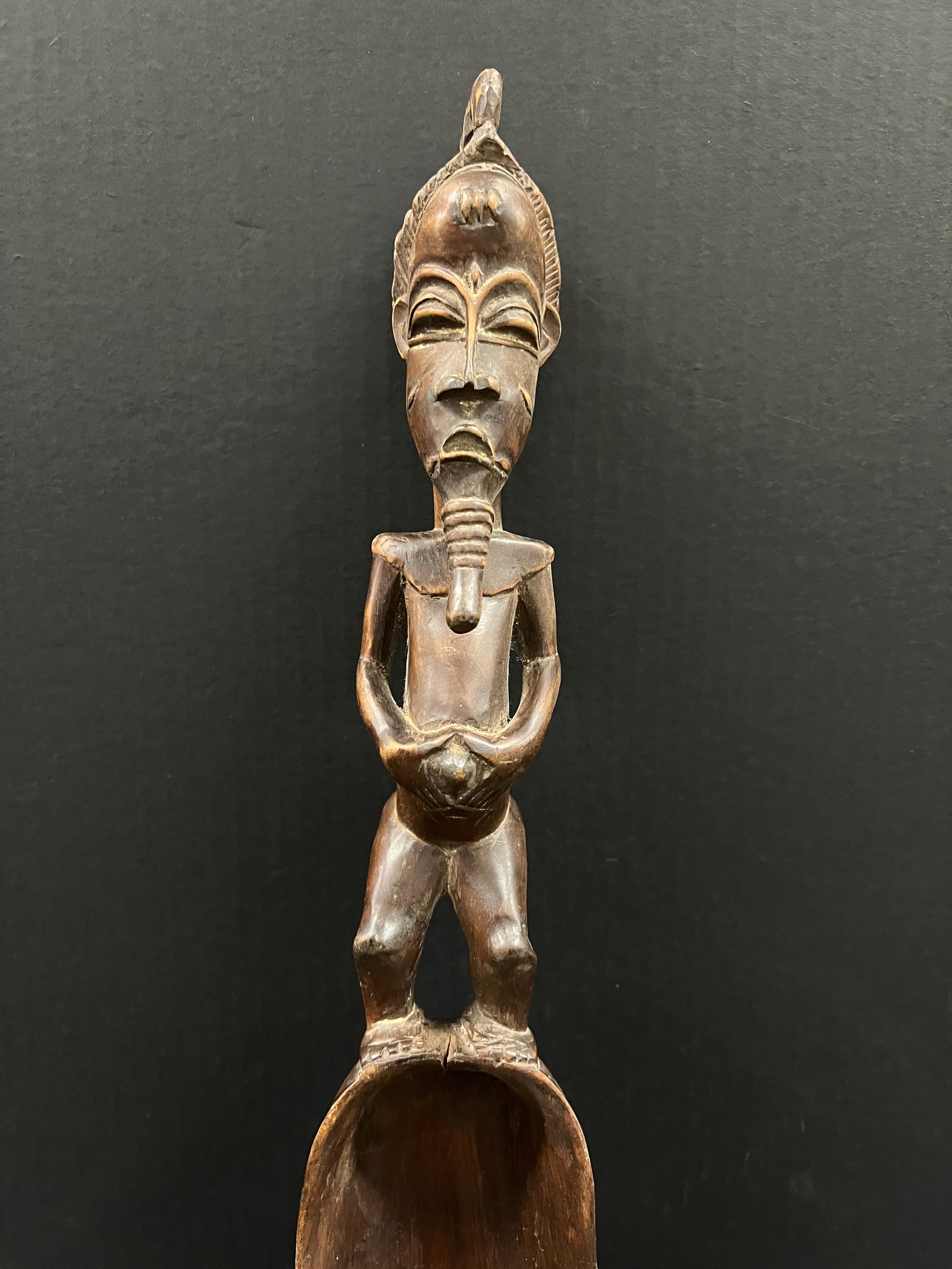 African Tribal Art Carved Wood Baule Spoon - 2