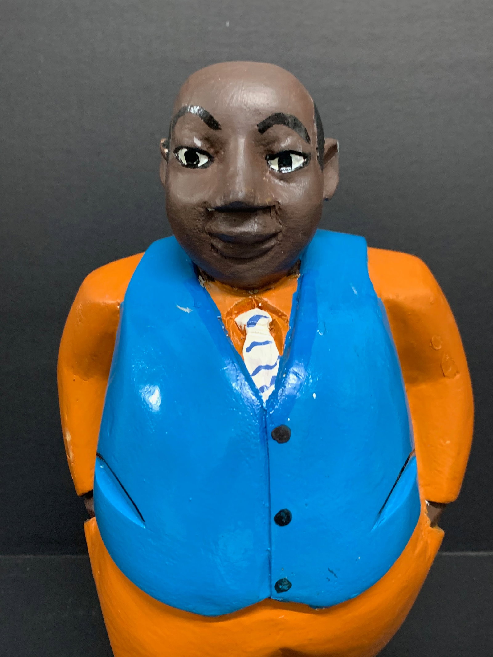 African Tribal Art Carved Wood Colonial Male Statue - 2