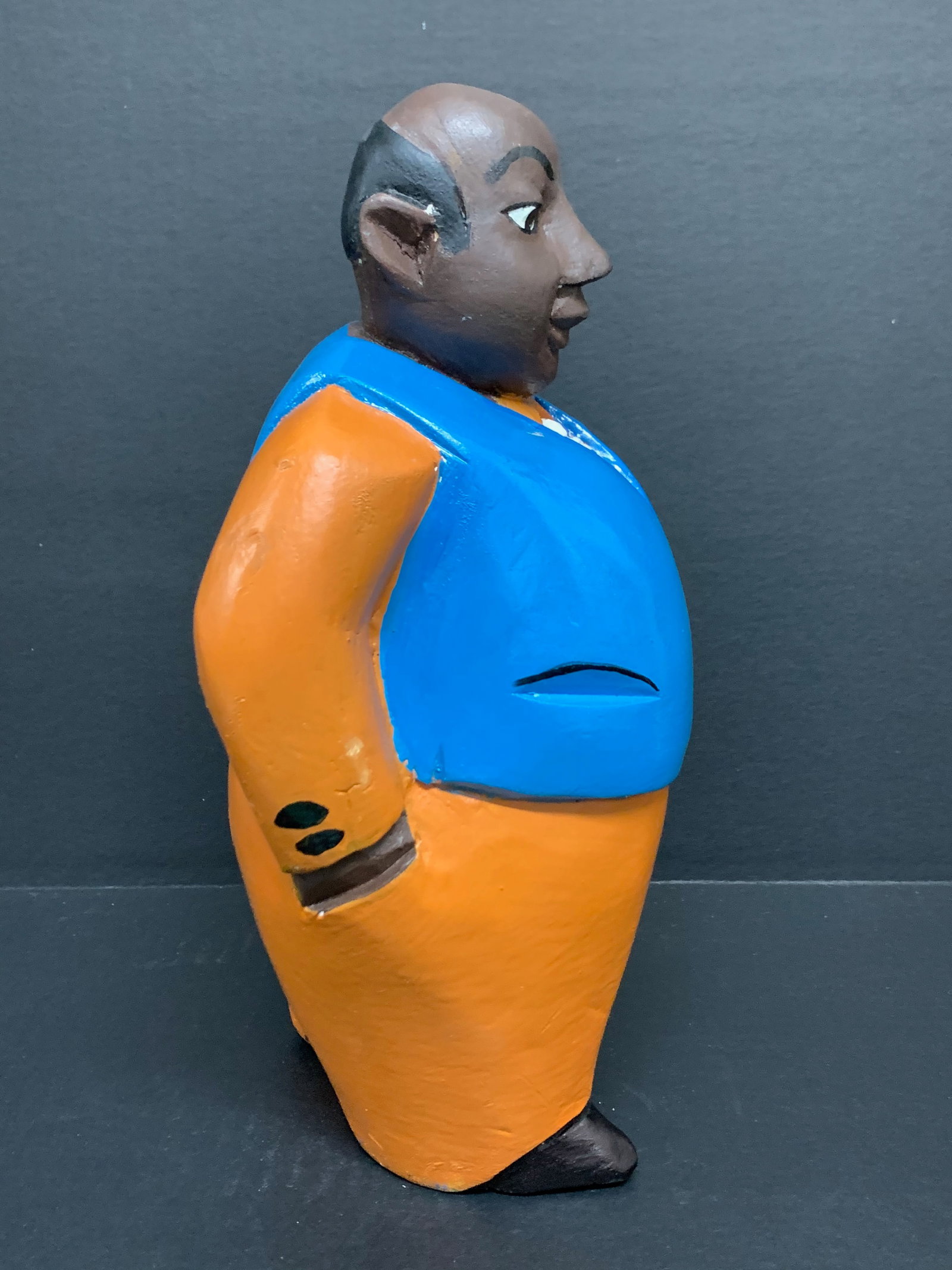 African Tribal Art Carved Wood Colonial Male Statue - 3